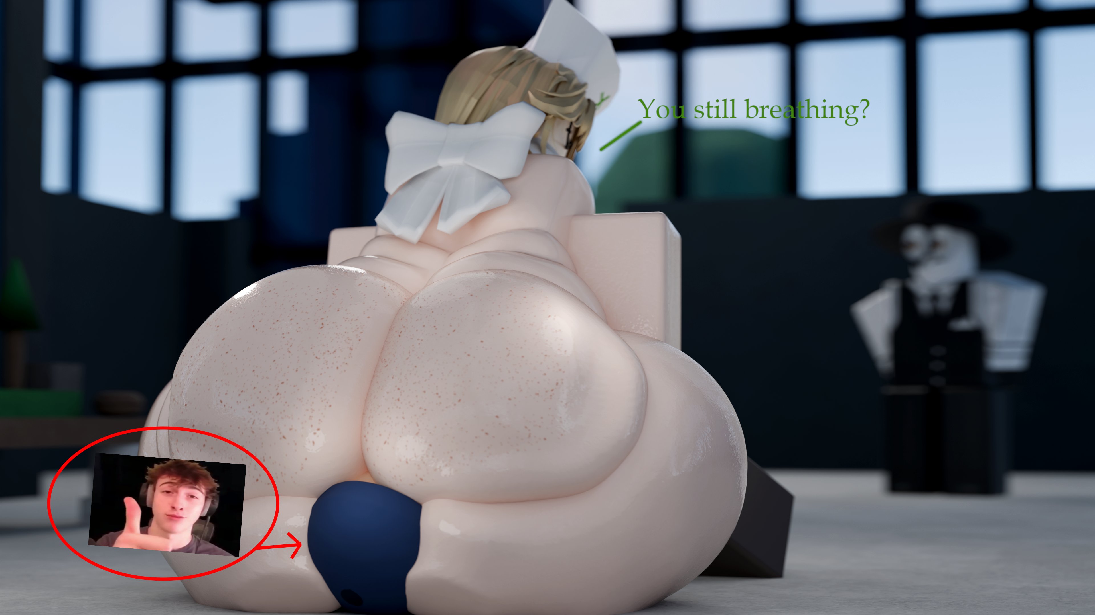 2boys, 3d, artful (die of death), ass, background character, caretaker (die of death), civilian (die of death), completely nude female, die of death (roblox), facesitting, nude, roblox, roblox game, robloxian, tagme, tagme (artist), taunt (die of death), thighs
