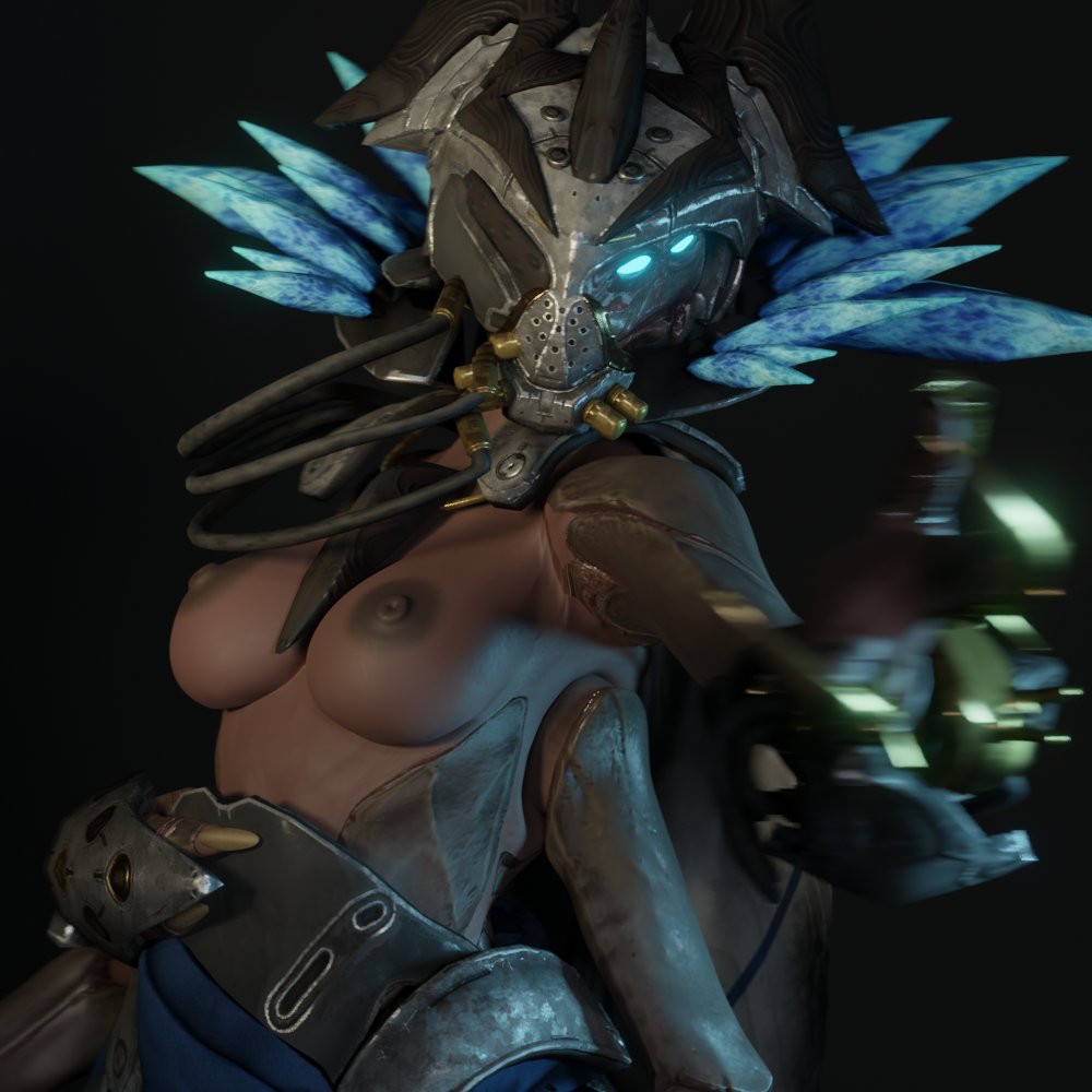 1girls 3d 4_eyes areolae blue_eyes breasts bungie dark-skinned_female dark_nipples dark_skin destiny_(game) eliksni eramis female glowing_eyes helmet mask masked masked_female multi_arm multi_eye multi_limb nipples pickle_juice stasis_(destiny) tagme topless topless_female