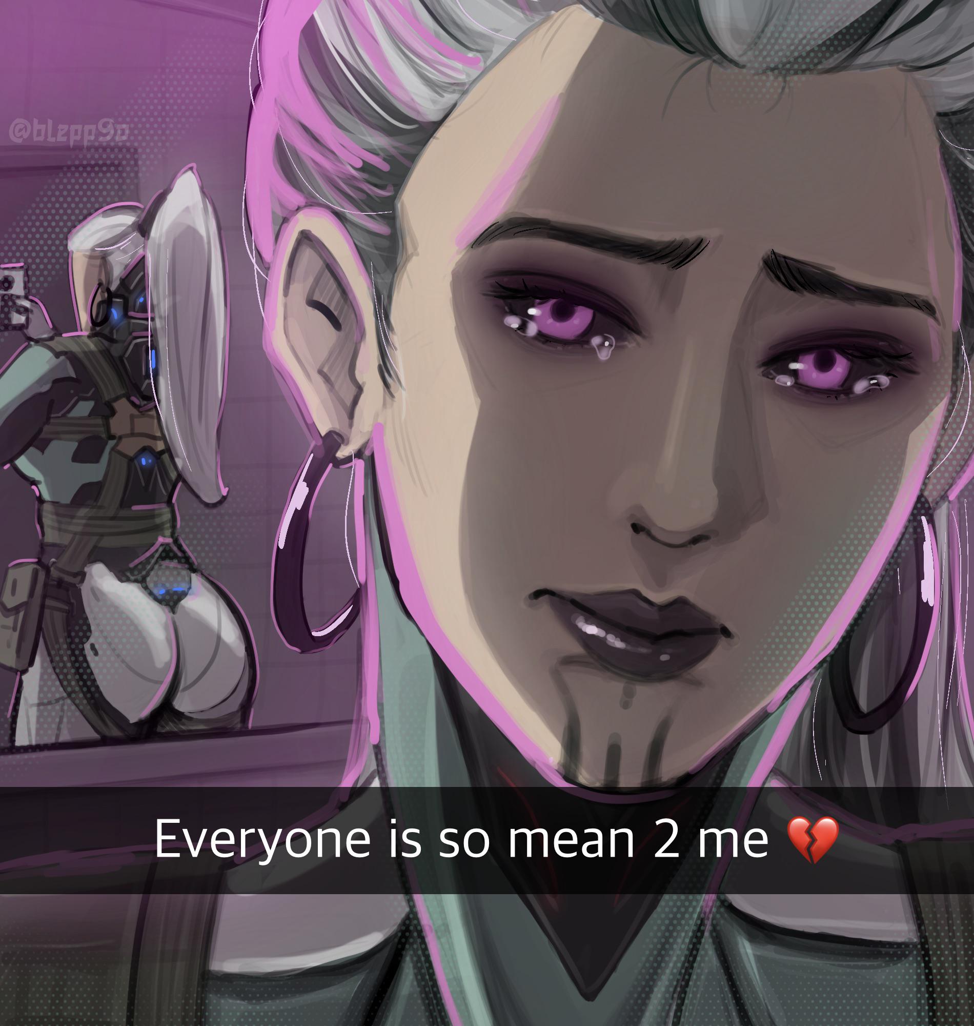 1girls, artist request, ass, clothing, crying, eleanor nightingale, english text, meme, purple eyes, selfie, text, warframe, warframe 1999