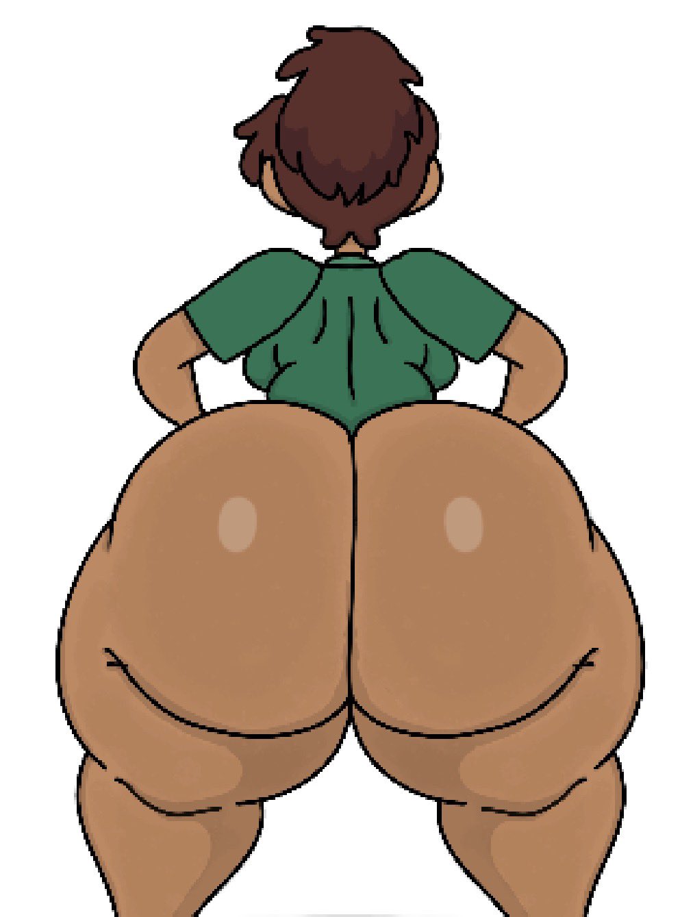 amphibia, amphibia (finale), anne boonchuy, ass, backboob, breasts, brown hair, bubble butt, curvy, dark skin, disney, fat ass, female, female only, gigantic ass, huge ass, large breasts, massive ass, no panties, plump ass, ponytail, short hair, simple background, theslashfive, thick, thick ass, thick thighs, thighs, white background, wide hips