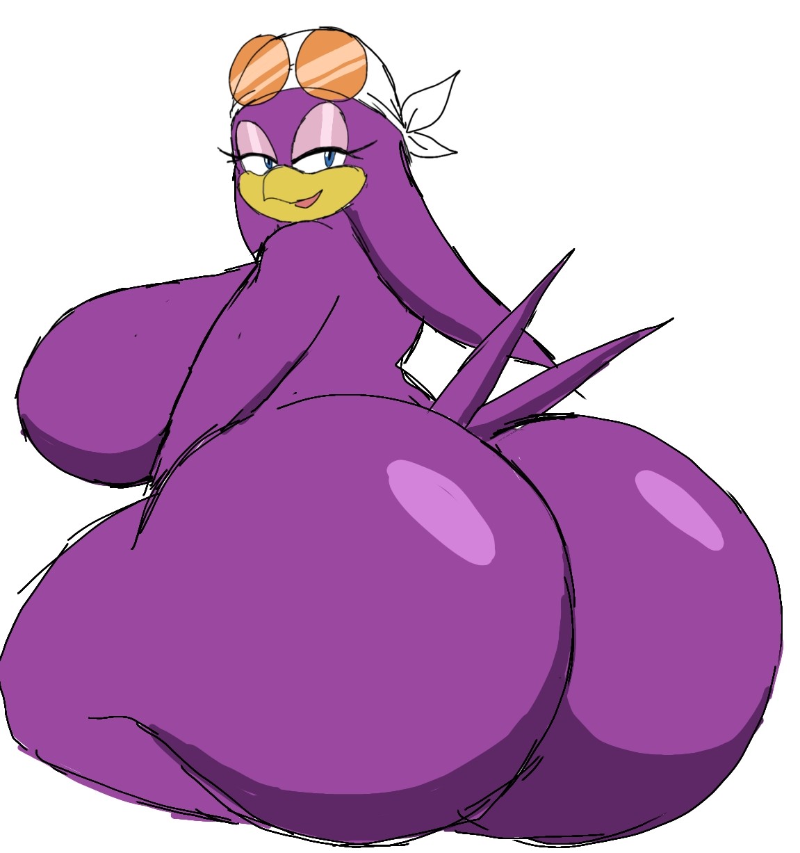 1girls, 2023, anthro, ass, ass focus, backboob, big ass, big breasts, breasts, female, female only, fur, furry, huge ass, huge breasts, mobian (species), momiji (artist), nude, sega, sonic (series), wave the swallow