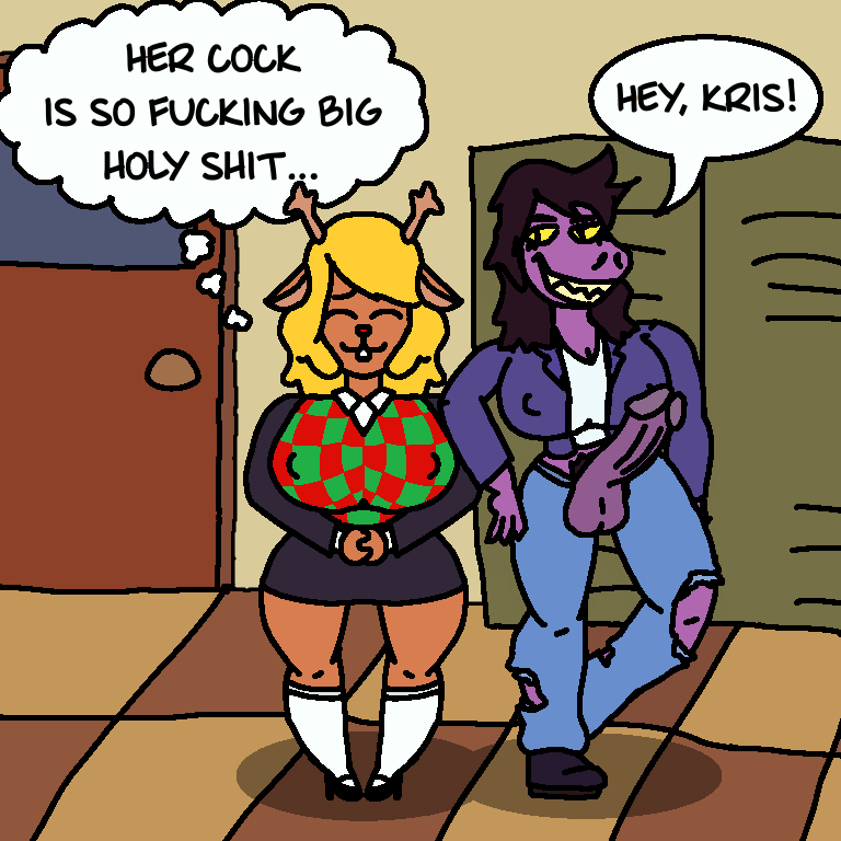 1000_hours_in_ms_paint 2d aged_up big_breasts big_penis big_thighs deltarune deltarune_chapter_2 dialogue digital_media_(artwork) english english_text furry futanari noelle_(deltarune) noelle_holiday scalie school susie_(deltarune) tagme talking text undertale undertale_(series)