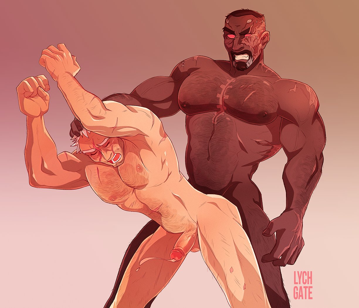 anal anal_sex balls boner dickgate erection facial_hair gabriel_reyes gay hand_on_head jack_morrison lychgate male male_only muscles muscular nude overwatch overwatch_2 penis reaper sex soldier_76 stomach_bulge