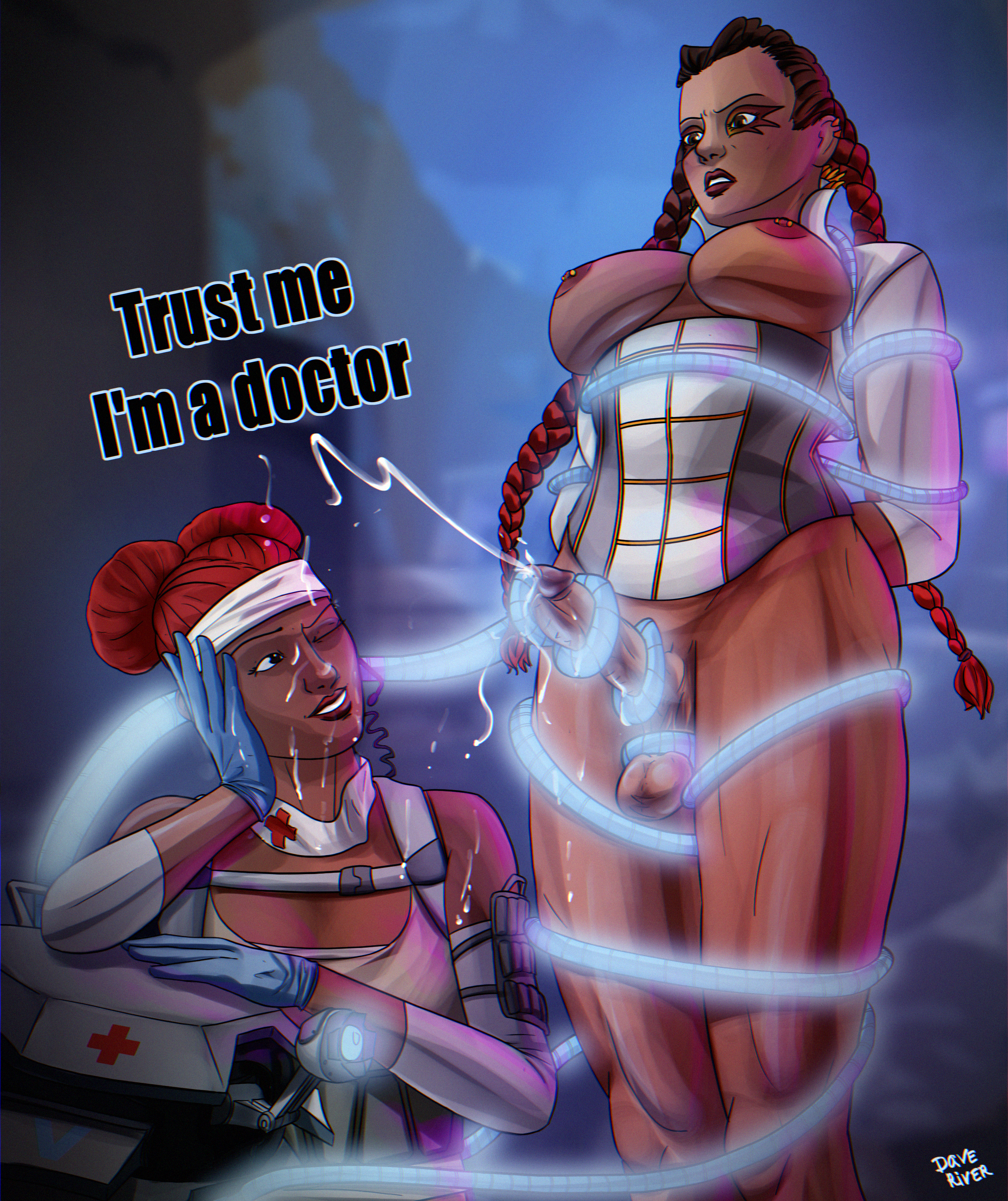 1futa, 1girls, 2d, apex legends, areolae, balls, bondage, bottomless, bound, breasts, clothed, clothing, corset, cum, cum on face, dark hair, dark skin, dark-skinned female, dark-skinned futa, dave river, duo, ejaculation, erection, female, fully clothed, futa focus, futa urethral insertion, futanari, futasub, glowing, human, intersex, lifeline (apex legends), loba (apex legends), nipple piercing, nipples, partially clothed, penile urethral insertion, penis, piercing, pubic hair, red hair, restrained, tentacle, tentacle on futa, tentacle sex, tentaclejob, tentacles, urethra, urethral, urethral bulge, urethral insertion
