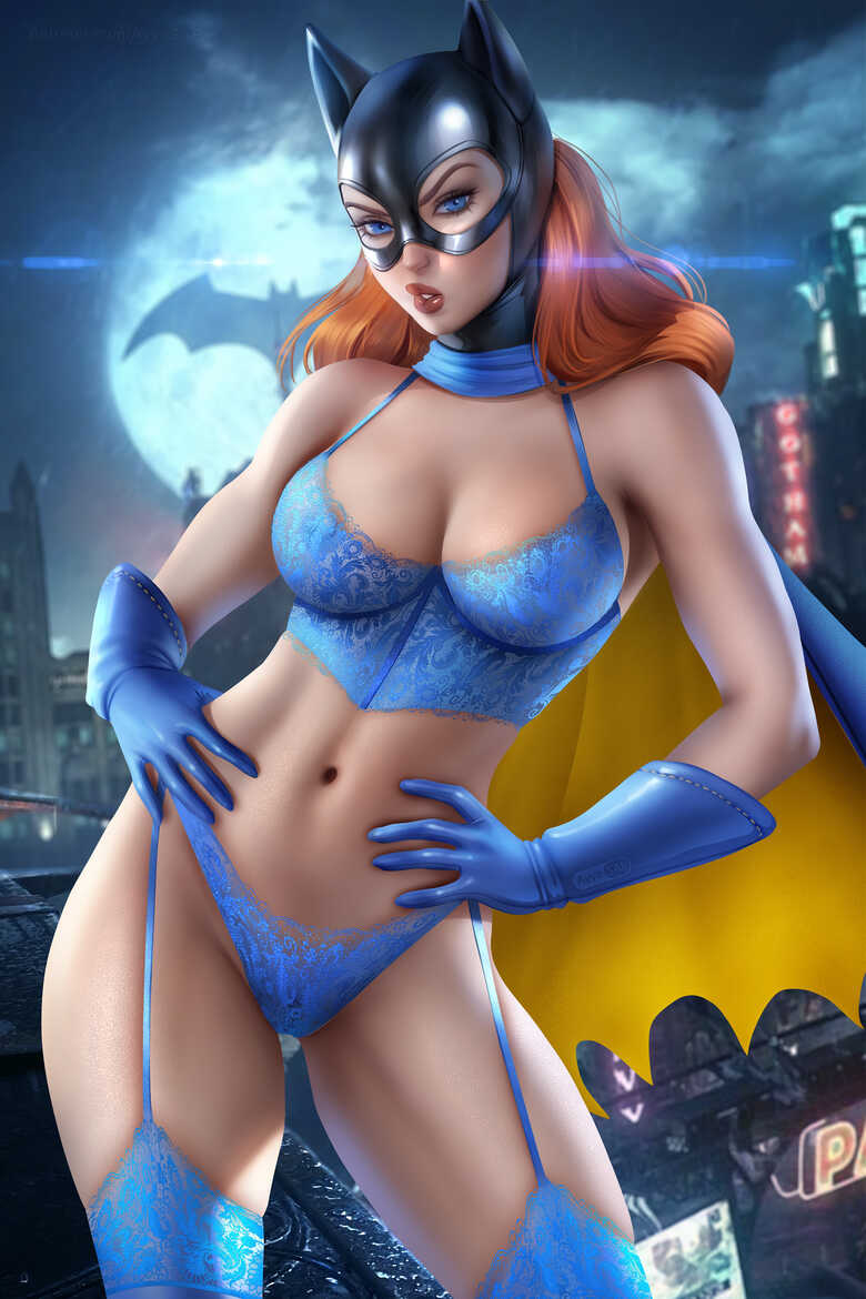 ayyasap barbara_gordon batgirl batman_(series) blue_bra blue_lingerie blue_panties bra dc dc_comics female female_only lingerie panties revealing_clothes stockings underwear