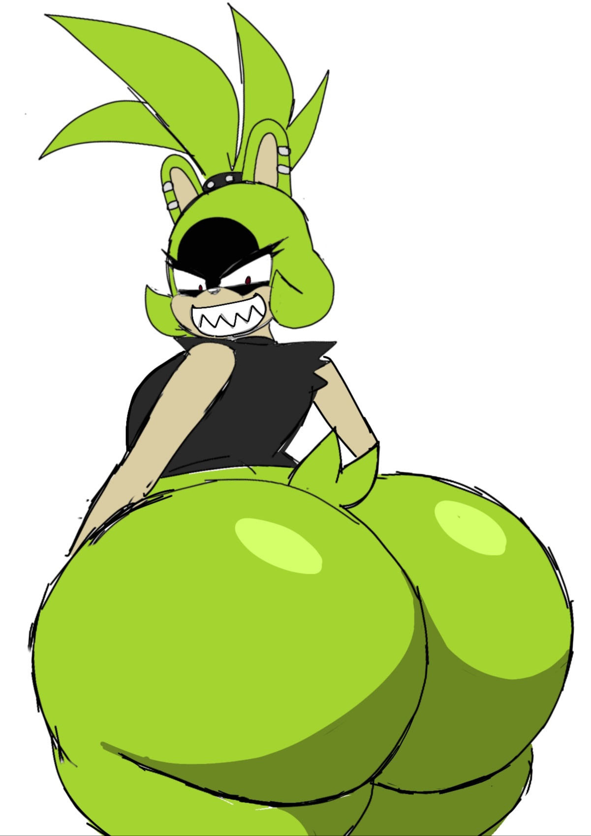 1girls, 2023, anthro, ass, ass bigger than head, ass focus, big ass, bottomless, breastless, female, female only, fur, furry, green fur, huge ass, idw publishing, mobian (species), momiji (artist), sega, sonic (series), sonic the hedgehog (comics), sonic the hedgehog (idw), sonic the hedgehog (series), surge the tenrec, topwear