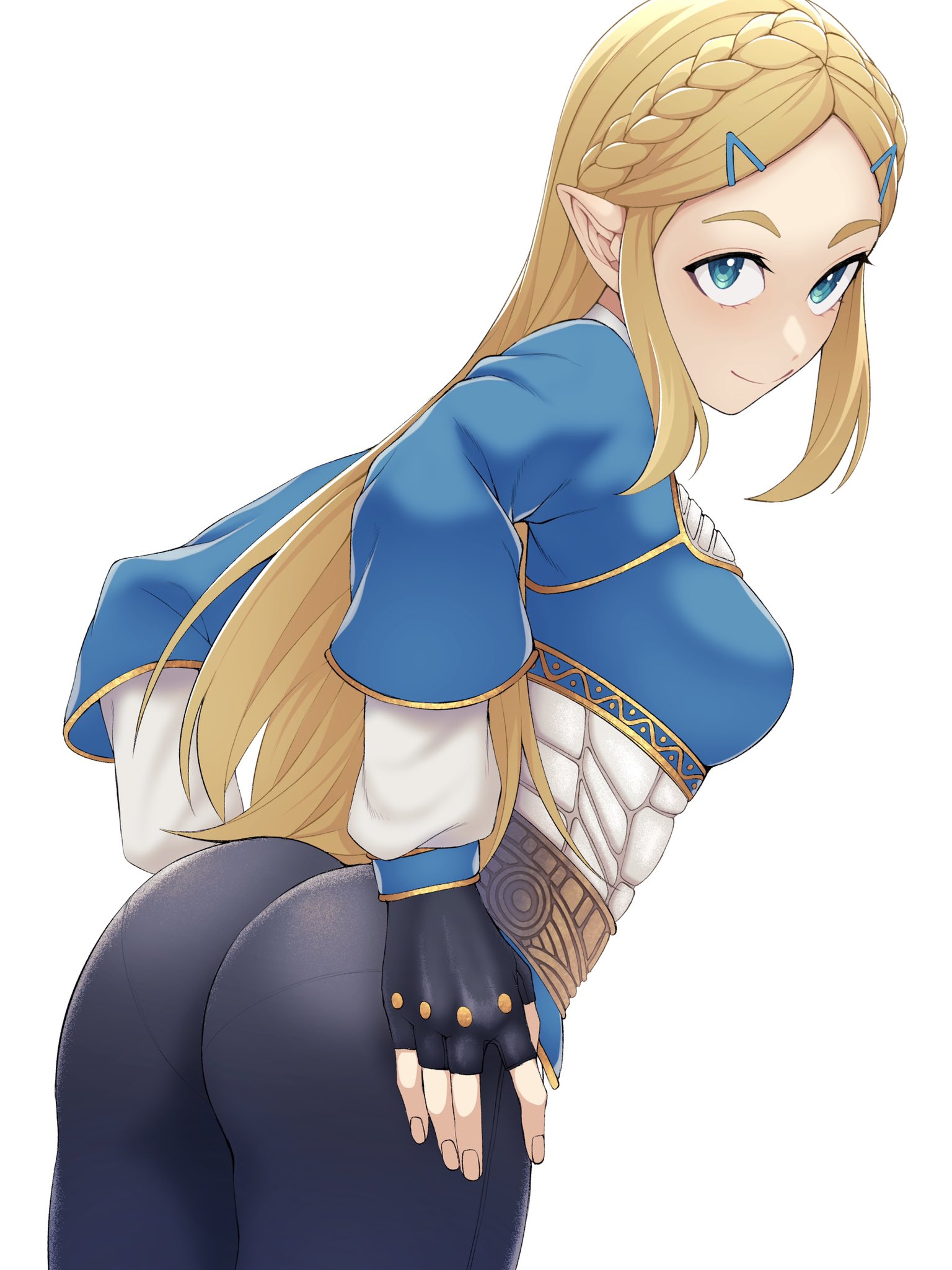 ass, blonde hair, blonde-haired female, breath of the wild, clothed, clothing, female, kobaji, long hair, princess zelda, see-through, the legend of zelda, zelda (breath of the wild)