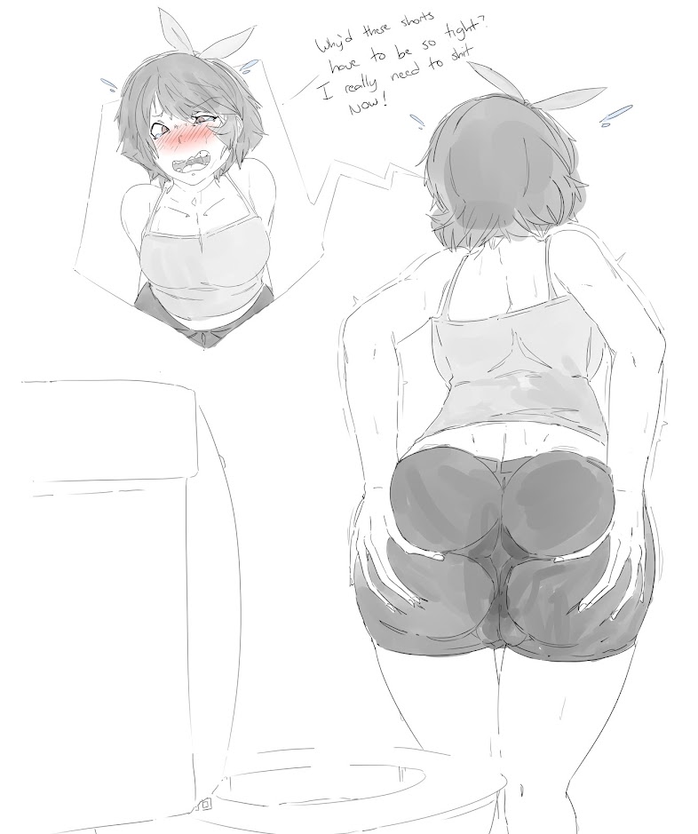 1girls, about to fart, ass, big ass, big butt, blush, female, josie rizal, lazei, pooping, scat, short hair, solo female, spread ass, spread butt, tears, tekken, tekken 7, text, toilet, toilet use, uncolored
