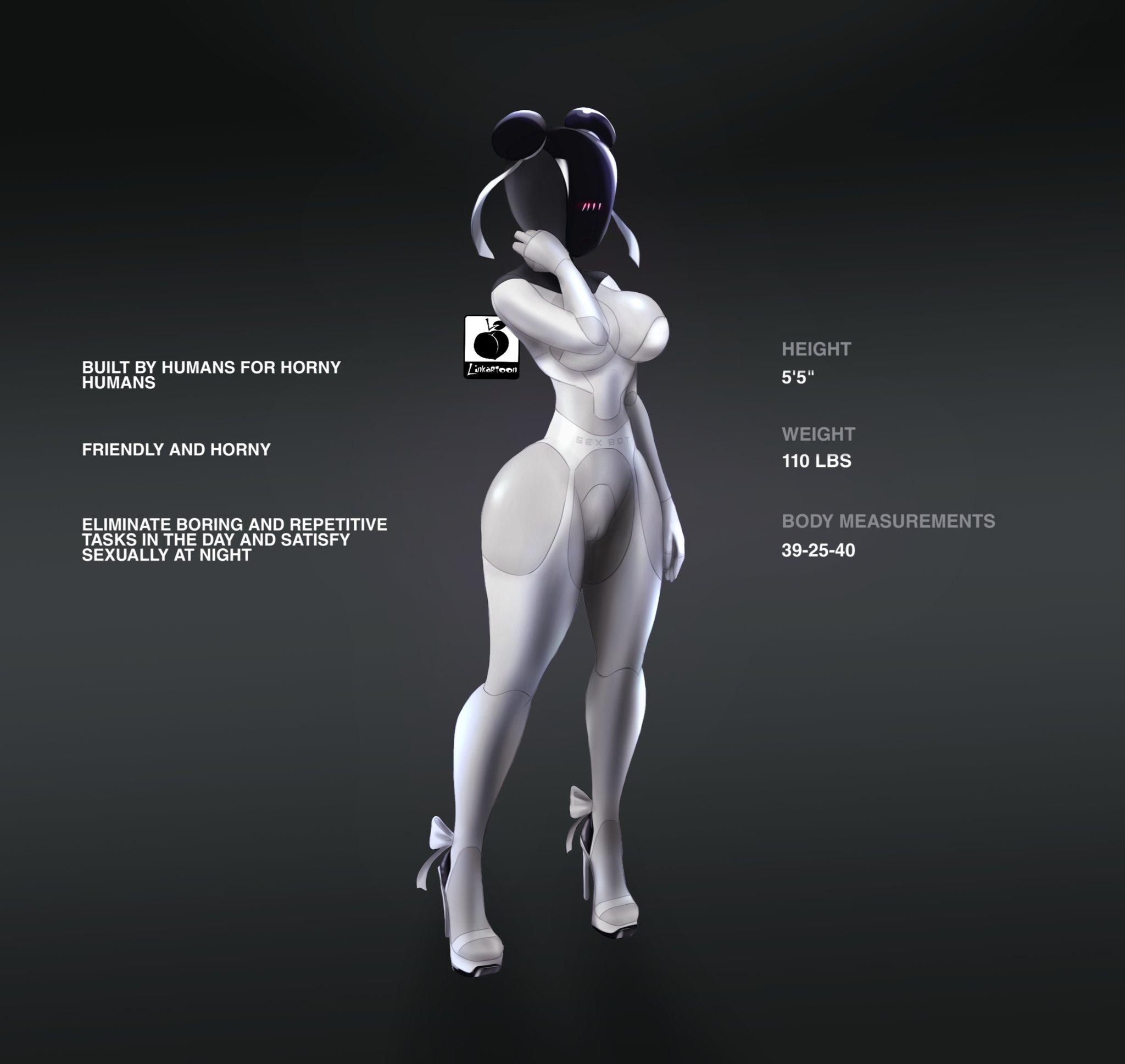 blush, built-in high heels, female, feminization, high heels, lingerie, linkartoon, robot, robot girl, sexbot, stiletto heels, tagme, tesla bot, very high heels