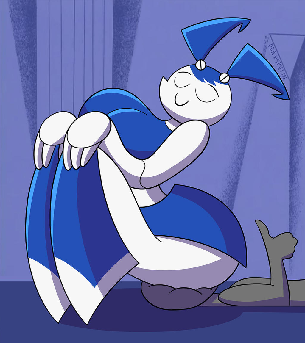 1boy, 1girls, 2020, alternate ass size, alternate breast size, anon, ass, ass on face, big ass, big breasts, blue hair, bottom heavy, breasts, closed eyes, drawsputin, faceless male, facesitting, female, jenny wakeman, male, my life as a teenage robot, nickelodeon, robot, robot girl, sitting on person, thumbs up, xj-9