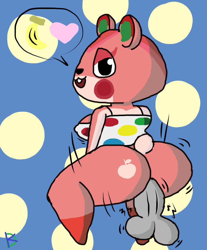 animal_crossing apple_(animal_crossing) disembodied_penis female_focus female_on_top furry klutzatdusk looking_at_viewer motion_lines nintendo riding seductive_look shortstack