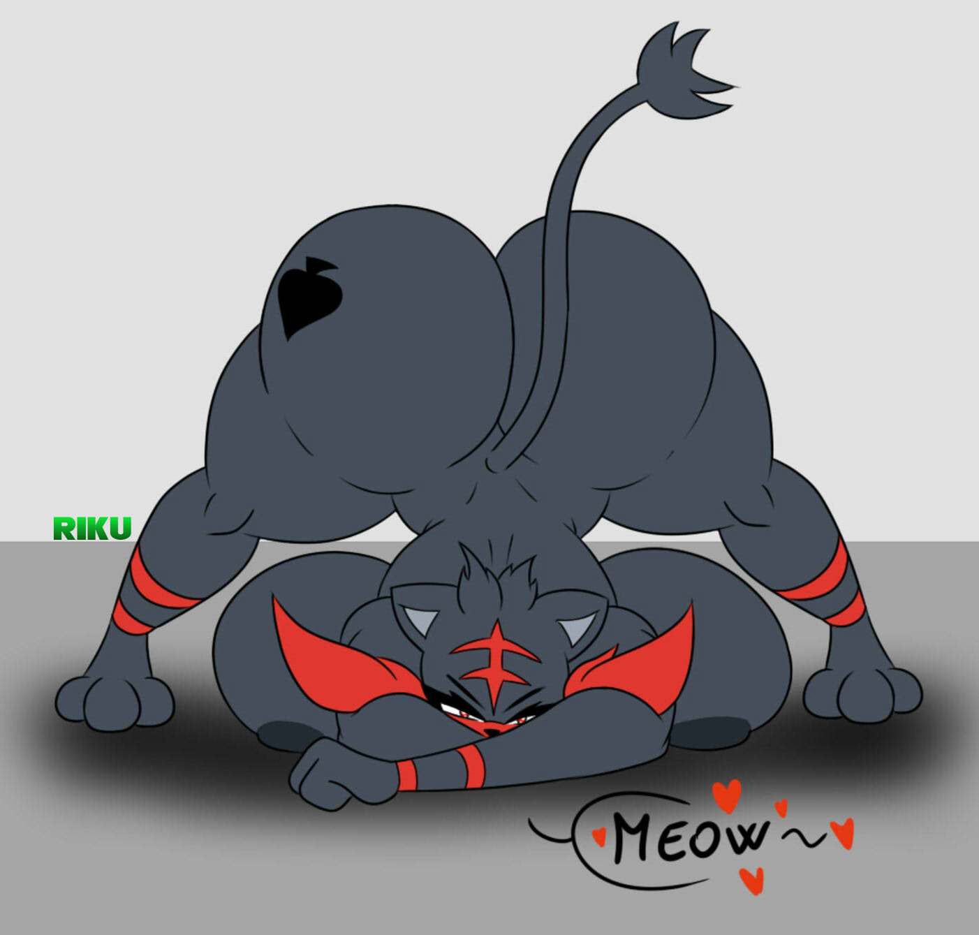 1girls, anthro, areola, ass, ass up, barefoot, big ass, big breasts, big butt, black body, breasts, completely nude, female, female only, full body, hi res, huge ass, huge breasts, huge butt, jack-o pose, litten, naked, naked female, nintendo, nude, nude female, pokémon (species), pokemon, pokemon (species), riku9797, solo, solo female, thick thighs, video games