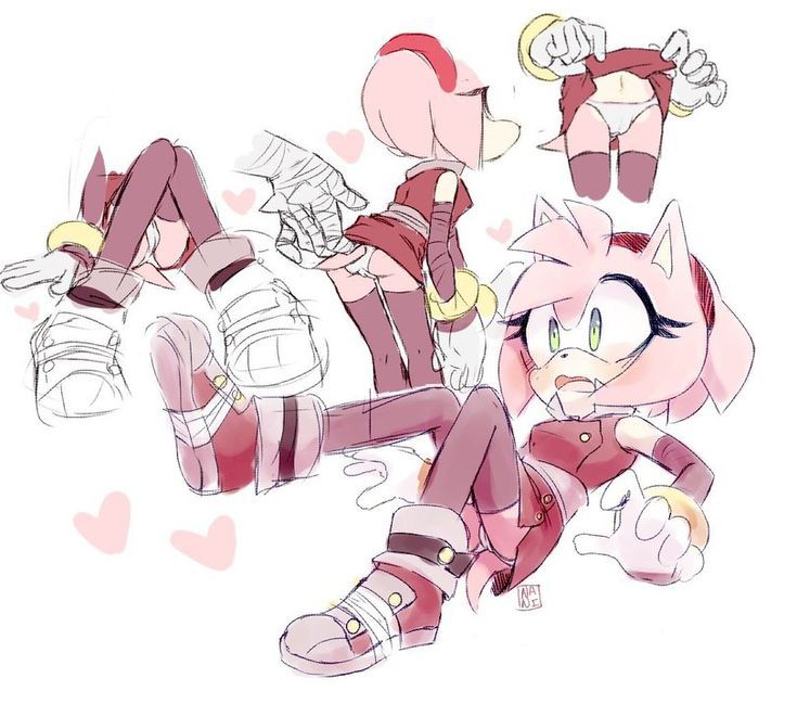 amy rose, amy rose (boom), anthro, cameltoe, cute, disembodied hand, female, green eyes, hedgehog, knuckles the echidna, panties, petite, pink hair, pussy, sonic (series), sonic boom