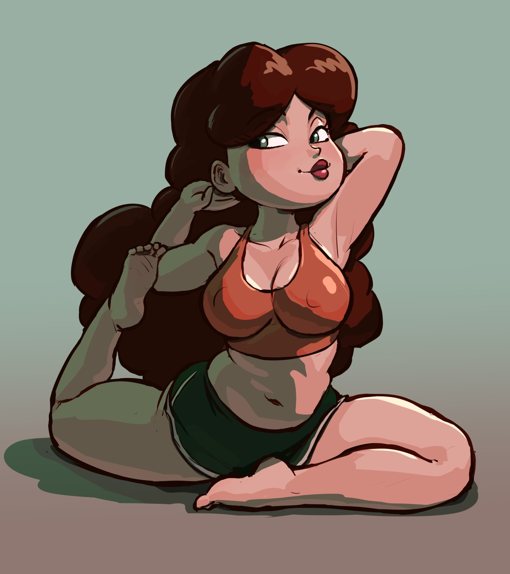 1girls, angie diaz, big breasts, breasts, disney, disney channel, disney xd, female, female only, large breasts, nipple bulge, pears (artist), solo, spread legs, star vs the forces of evil
