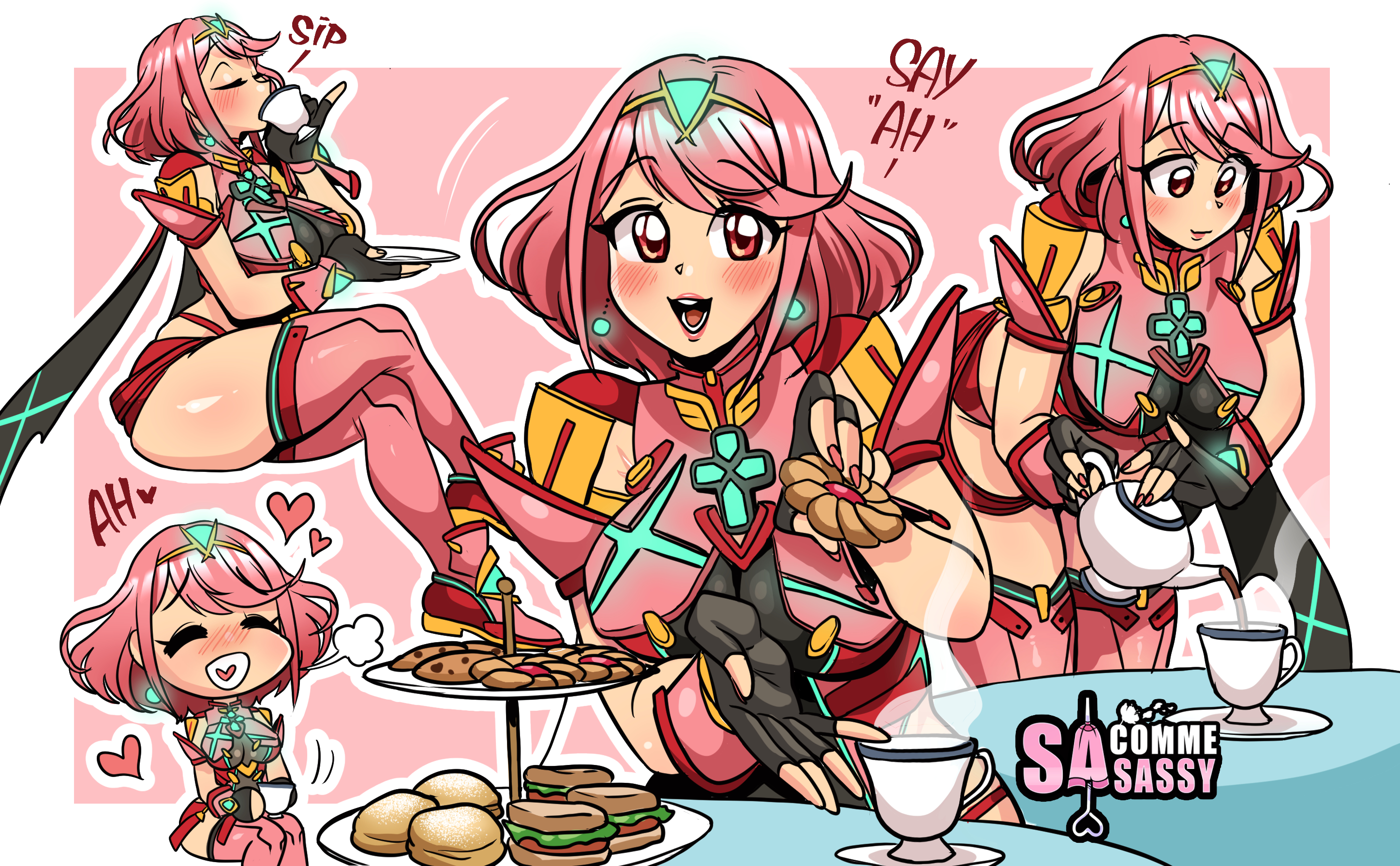female, pyra, sasatseng, thick thighs, xenoblade (series), xenoblade chronicles 2