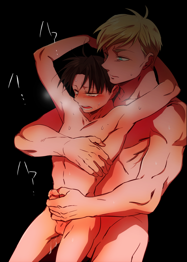 2boys attack_on_titan erwin_smith gay genitals handjob levi levi_ackerman male male/male male_only penis penis_grab shingeki_no_kyojin tagme yaoi