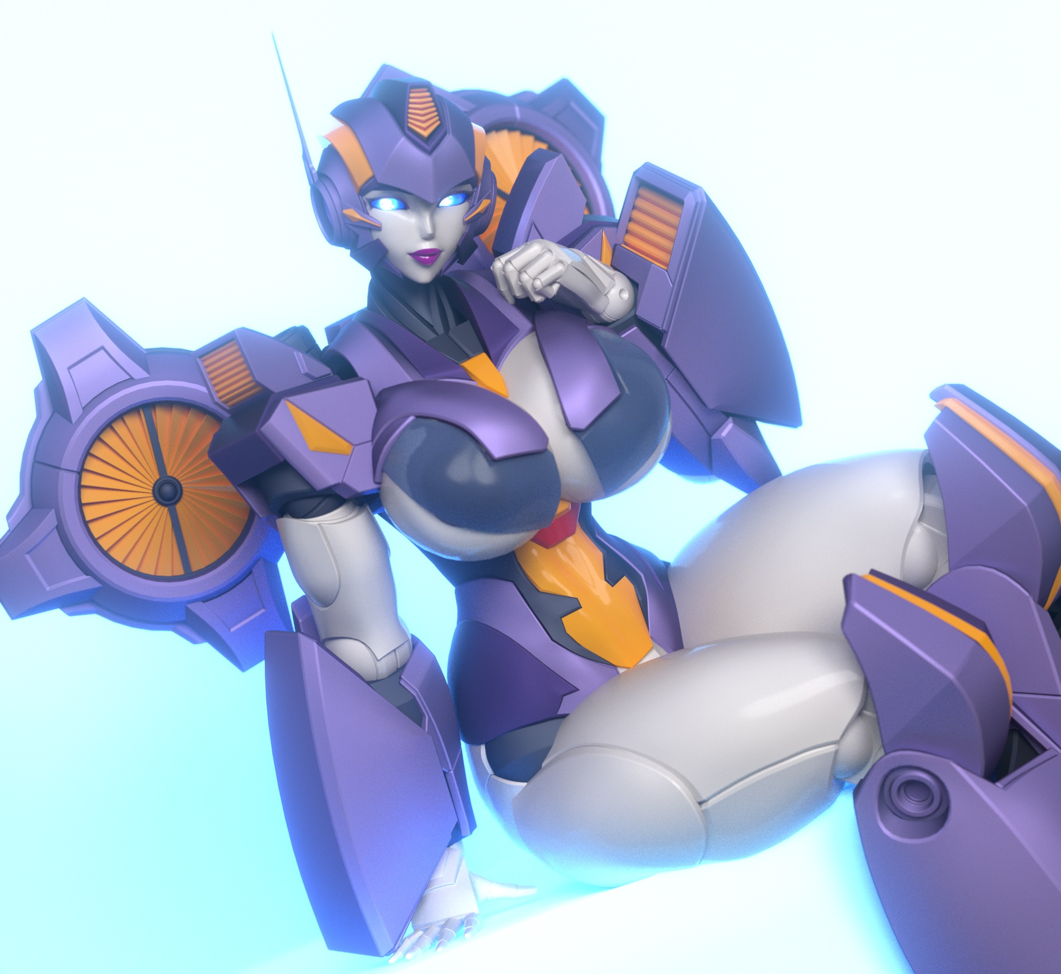 1girls, 3d, 3d (artwork), big breasts, blue eyes, boob window, breasts, female, glowing eyes, high resolution, highres, mechanical wings, nautica, purple lipstick, robot, robot girl, robot humanoid, sitting, solo, solo female, thick thighs, thighs, transformers, trawert, underboob, white skin, wings