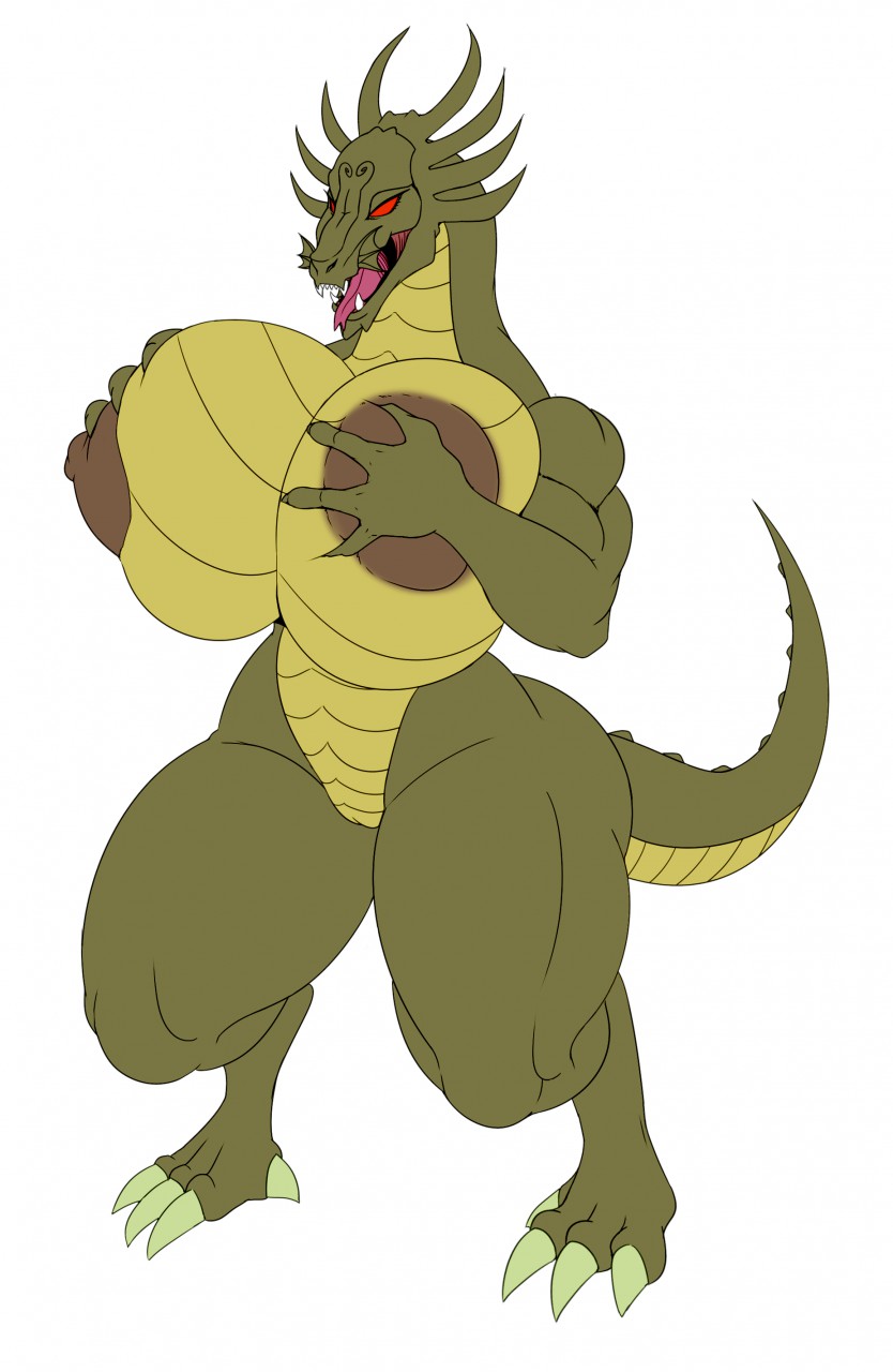 2019, anthro, areola, ber00, big breasts, breasts, demon, digital media (artwork), dragon, female, flat colors, genitals, green body, green scales, hi res, huge breasts, jackie chan adventures, mtf crossgender, muscular, muscular anthro, muscular female, mythological creature, mythological scalie, mythology, nipples, non-mammal breasts, non-mammal nipples, nude, pussy, red eyes, rule 63, scales, scalie, shendu, solo, teeth, thick thighs, tongue, tongue out, ventral scales, vulva, wide hips, yellow body, yellow scales