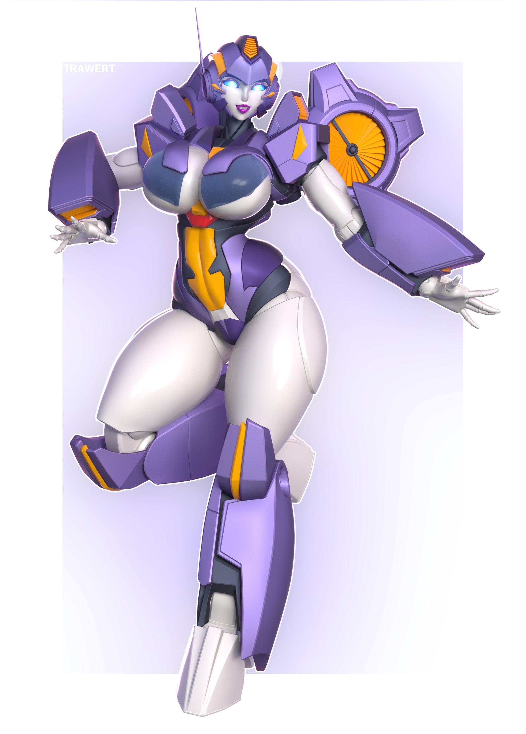 1girls, 3d, 3d (artwork), big breasts, blue eyes, boob window, breasts, female, glowing eyes, high resolution, highres, mechanical wings, nautica, purple lipstick, robot, robot girl, robot humanoid, solo, solo female, thick thighs, thighs, transformers, trawert, underboob, white skin, wings