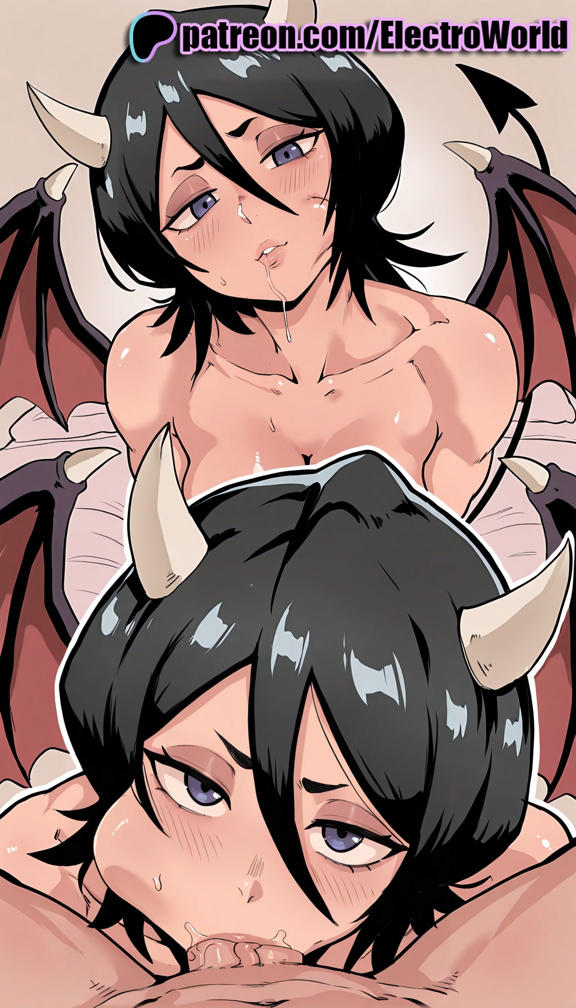 :>=, 1girls, 2025, ai generated, angel, angel and devil, artist name, bat, bat ears, bat wings, black hair, black wings, bleach, blowjob, blowjob face, blue eyes, blush, brown wings, cock, demon, demon boy, demon girl, demon horns, demon tail, demon wings, dick, dragon wings, electroworld, fake wings, fellatio, female, halloween, head wings, hi res, high quality, high resolution, highres, horns, kuchiki rukia, licking, low wings, male, mini wings, oral, oral sex, patreon, patreon username, penis, purple wings, red wings, short hair, spread wings, stable diffusion, straight, sucking, tail, vampire, vampire costume, watermark, wings, yaoi