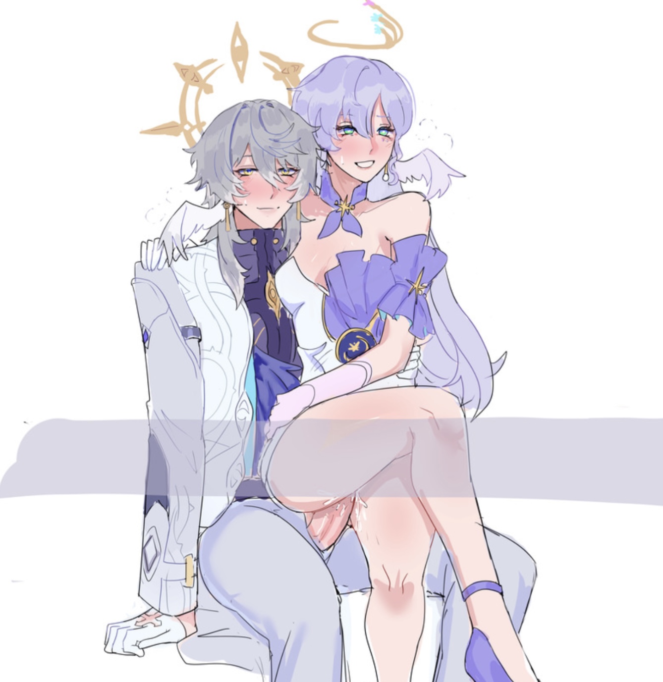 1boy, 1girls, brother and sister, female, honkai: star rail, hoyoverse, incest, male, penis, robin (honkai: star rail), sex, sitting on penis, sitting on person, sunday (honkai: star rail), tagme (artist)