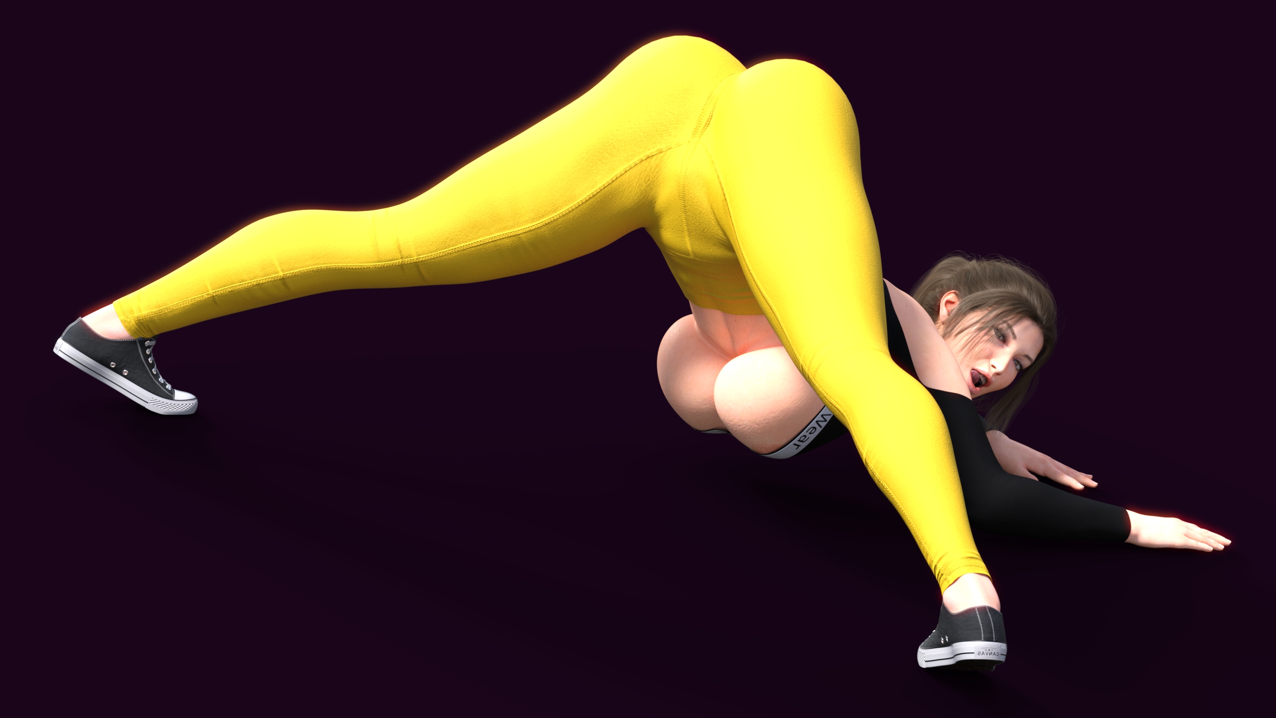 3d, 3d (artwork), ass, athletic, big ass, big breasts, big butt, breasts, curvy, female, female only, from behind, from behind position, jack-o pose, jackochallenge, lara croft, lara croft (survivor), large ass, large breasts, leggings, long hair, metal 01, muscular, muscular female, ponytail, pose, tomb raider, tomb raider (survivor), underboob, yoga