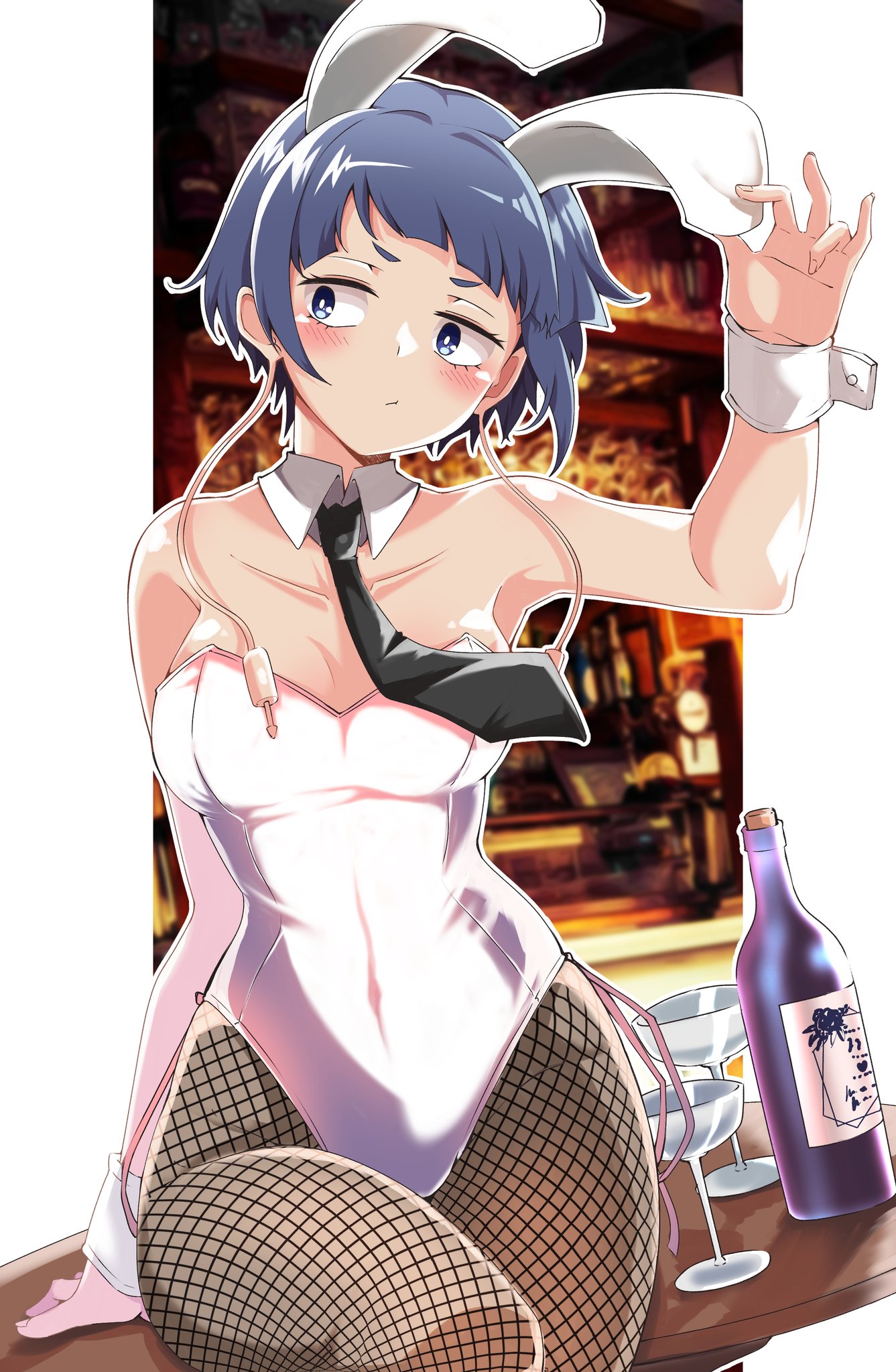 1girls, athletic, athletic female, bunny ears, bunny girl, bunnysuit, female, female focus, female only, hourglass figure, kyoka jiro, my hero academia, pose, posing, purple hair, purple-haired female, shinonome mozuku, solo, tagme, wide hips