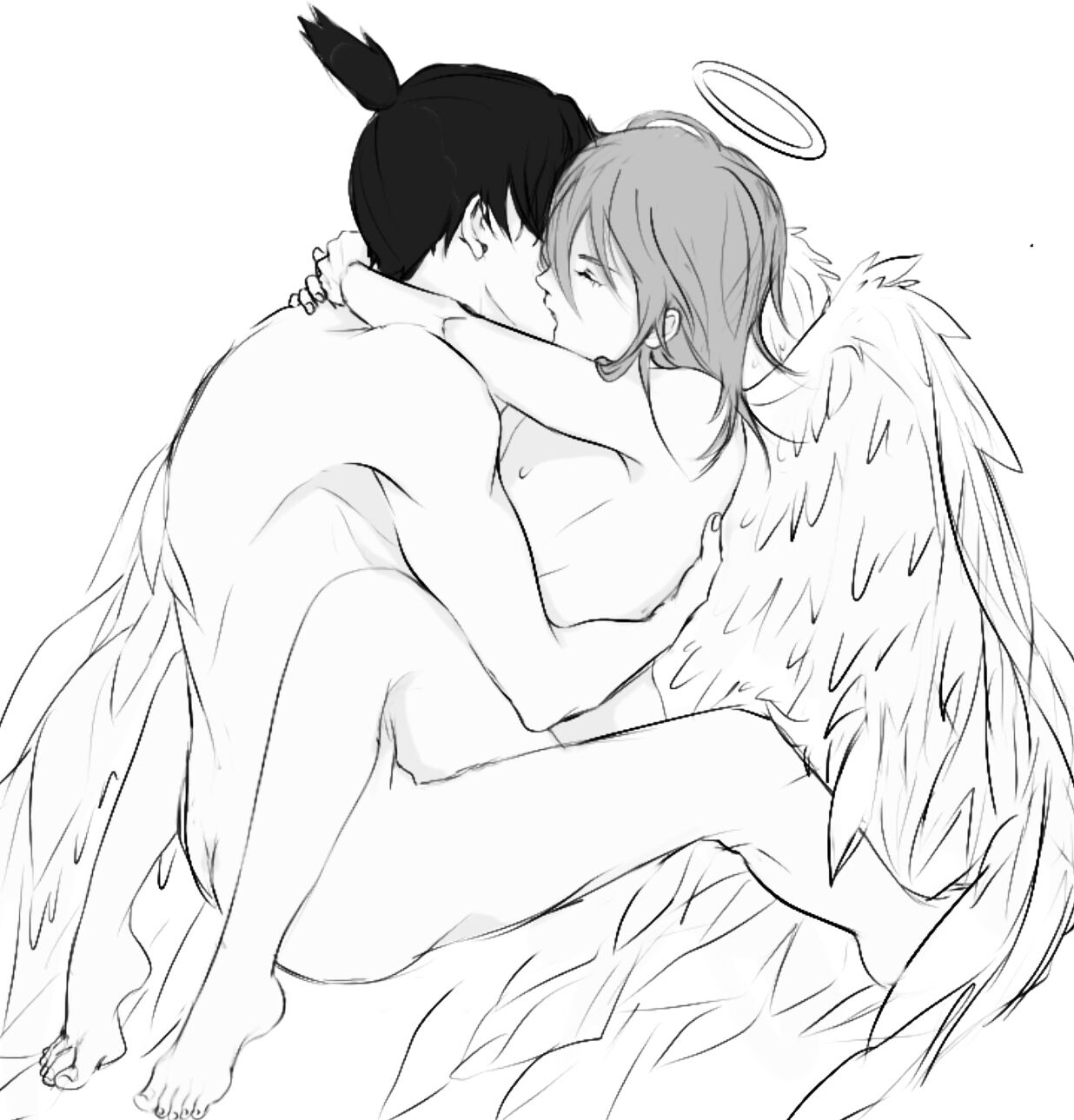 2boys, angel devil (chainsaw man), chainsaw man, gay, hayakawa aki, kissing, male, yaoi