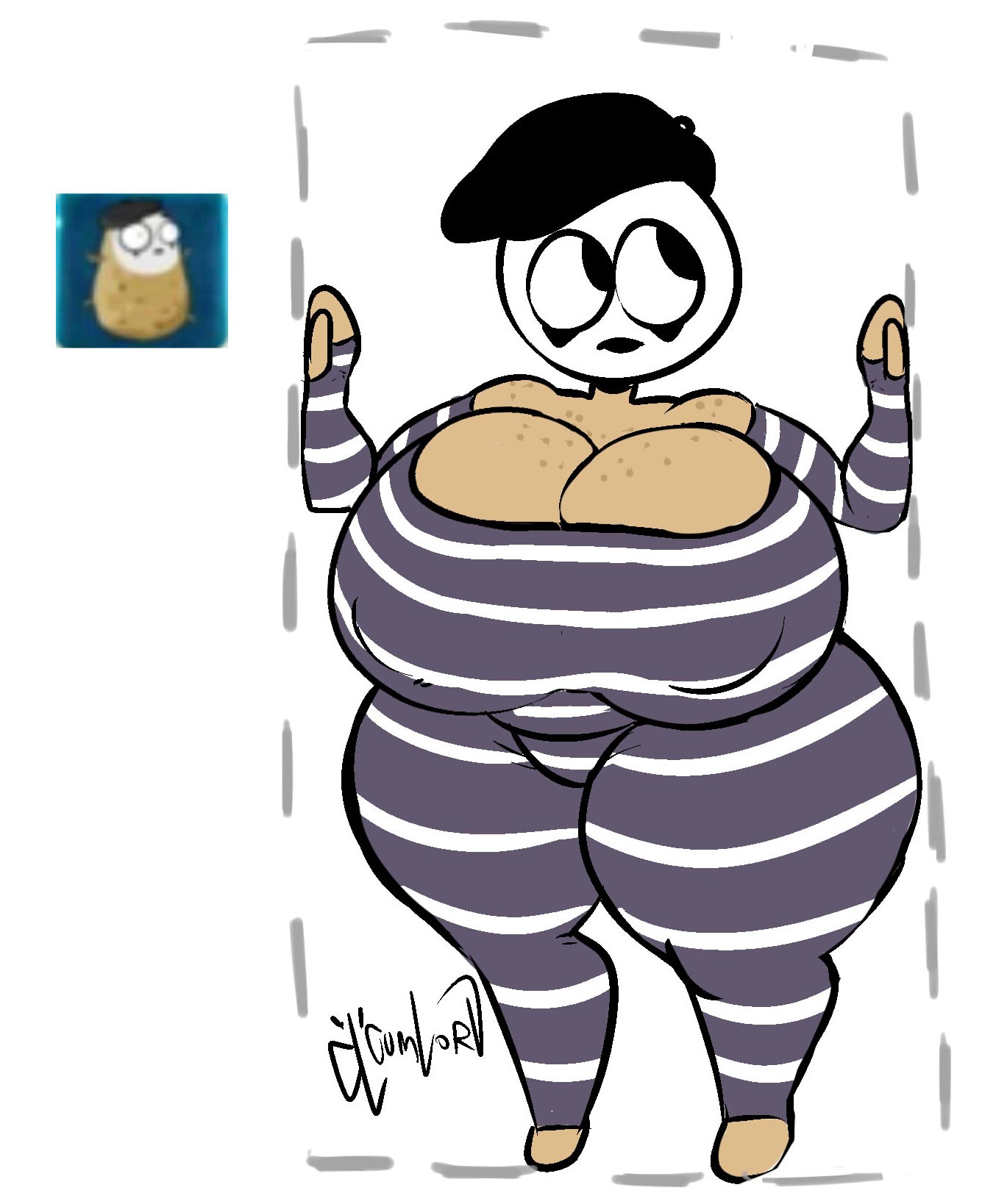 1girls, areolae, breasts, clothed, clothing, cumlord, cumlord (artist), female, female only, fully clothed, huge breasts, humanized, humanoid, imitater (pvz), just coffee, mime, nipple bulge, nipples, plantie, plants vs zombies, shortstack, standing, tagme, thick thighs, wide hips