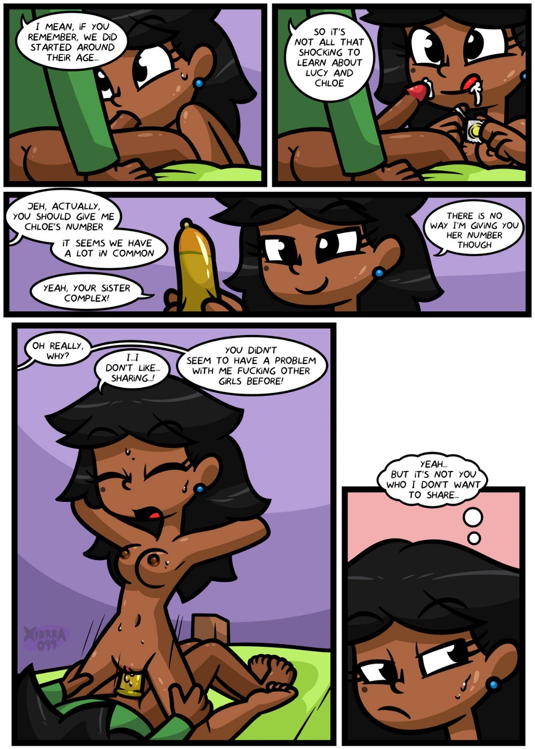 1boy 1girls black_eyes black_hair breasts brother_and_sister comic comic_page condom condom_on condom_on_penis cowgirl_position cum cum_in_mouth cum_inside dark-skinned_female dark-skinned_male dialogue fellatio female_on_top hairless_pussy incest lovin’sis male_on_bottom mike_(xierra099) naked naked_female naked_male nipples nude nude_female nude_male older_brother older_brother_and_younger_sister older_male oral penis_in_pussy putting_on_condom semen semen_in_mouth shirt_only unseen_male_face vaginal_penetration vaginal_sex valerie_(xierra099) xierra099 yellow_condom younger_female younger_sister