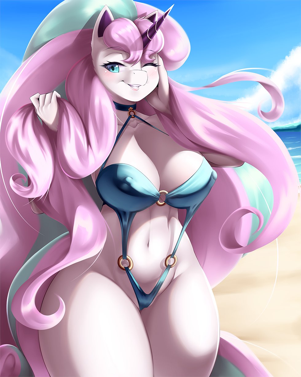 anthro, female, female only, furry, galarian rapidash, game freak, mleonheart, nintendo, pokémon (species), pokemon, pokemon (species), pokemon ss, rapidash, tagme, voluptuous