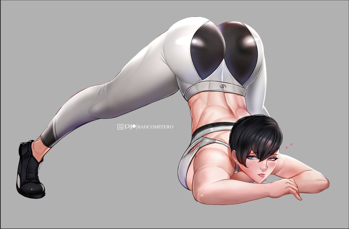 1girls, ass, badcompzero, big ass, female, female only, jack-o pose, original, original character, solo, solo female, spread legs