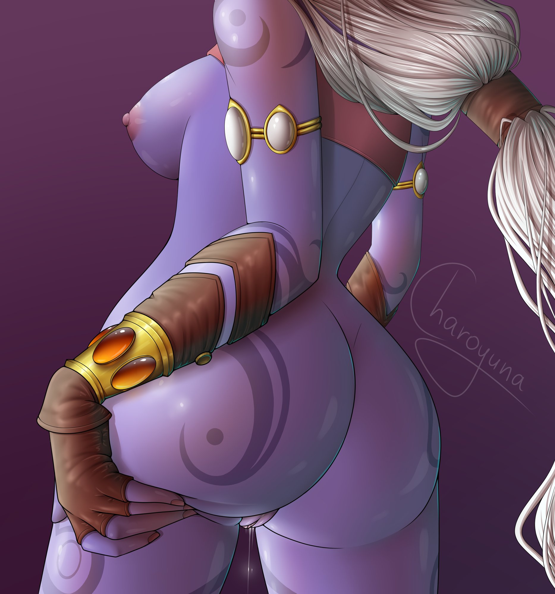 ass, ass focus, ass squish, back view, backside, big ass, big breasts, big butt, breasts, bubble ass, bubble butt, charoyuna, close-up, curvy, erect nipples, female, female only, gloves, large breasts, league of legends, long hair, mostly nude, nipples, nude, ponytail, presenting, purple skin, pussy, pussy juice, pussy juice drip, solo, soraka, standing, tattoo, uncensored, wet pussy, white hair, wide hips
