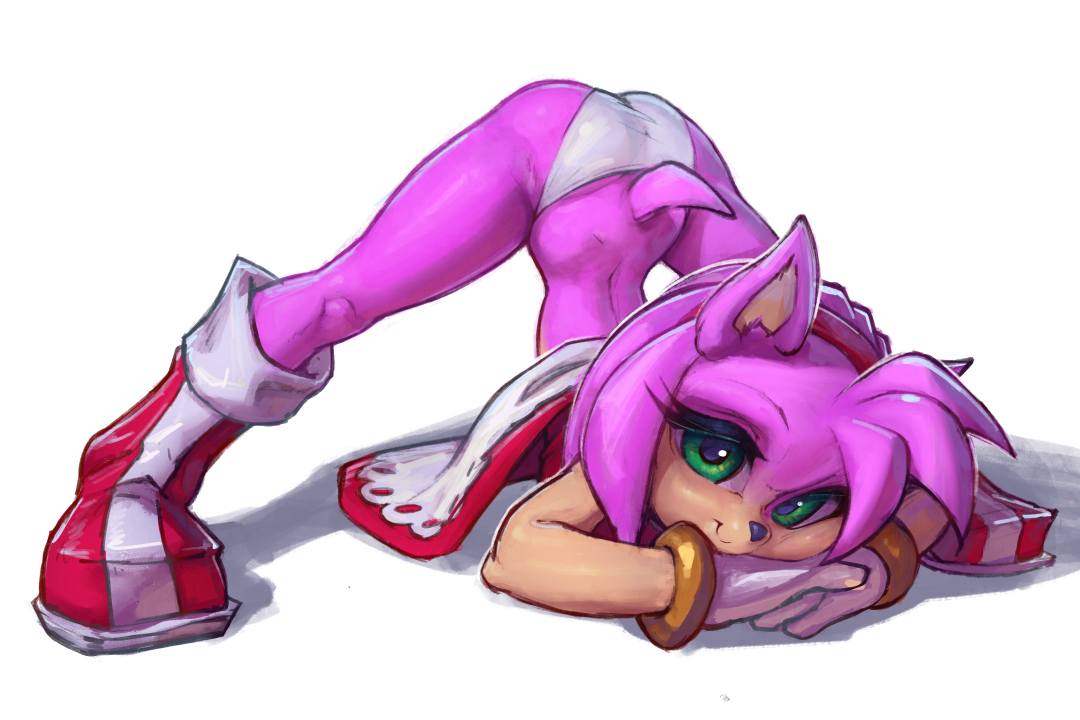 3:2, amy rose, anthro, ass, ass up, black nose, clothing, dress, eulipotyphlan, female, footwear, fur, gloves, green eyes, hair, handwear, hedgehog, jack-o pose, jack-o' crouch pose, mammal, panties, pink body, pink fur, pink hair, sega, shoes, solo, sonic (series), sonic the hedgehog (series), tail, thefuckingdevil