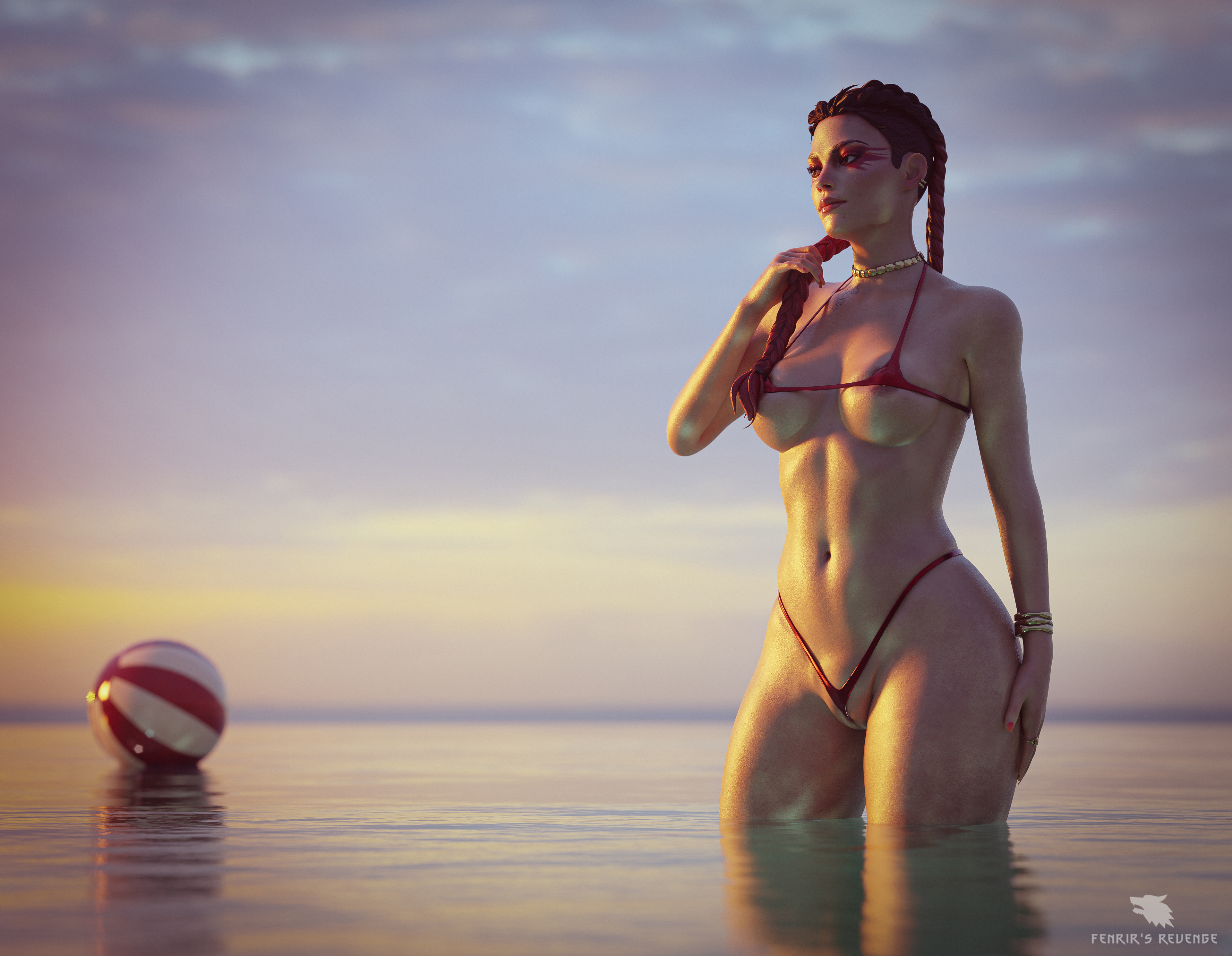1girls, 3d, 4k, absurdres, apex legends, areola slip, areolae, areolae slip, bikini, breasts, female, female only, fenrir'srevenge, highres, loba (apex legends), micro bikini, nipples, pussy, pussy lips, pussy slip, solo, solo female