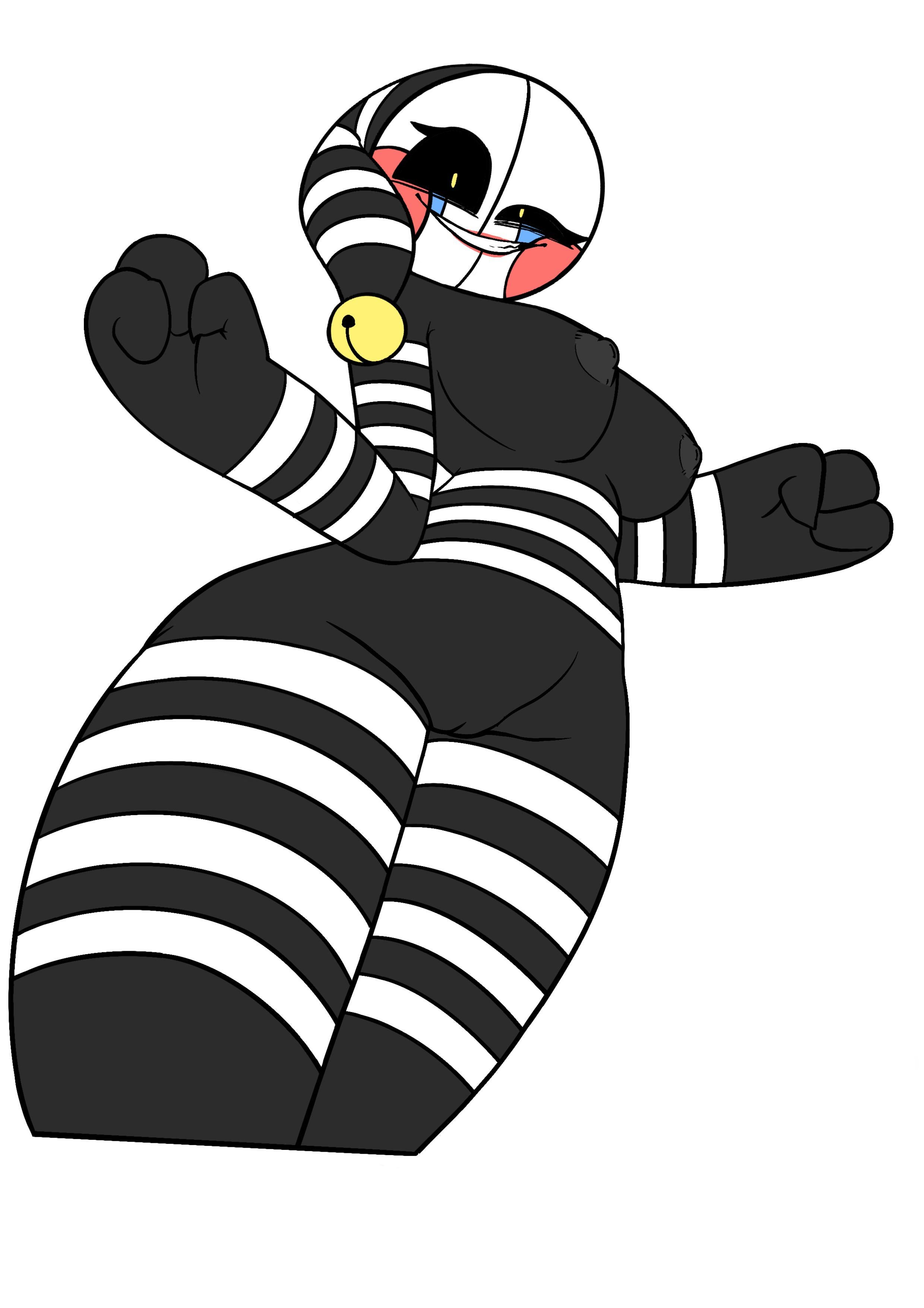 1girls, 3 fingers, absurd res, animatronic, black body, black skin, blue skin, boobs, breasts, crazy eyes, crazy smile, female, female only, five nights at freddy's, freddy fazbear's pizzeria simulator, half-closed eyes, hi res, hss dada, looking at viewer, machine, marionette (fnaf), nipples, puppet (fnaf), pussy, red skin, robot, rule 63, security puppet (fnaf), sharp teeth, simple background, smile, smiling, smiling at viewer, solo, solo female, teeth, tits, two-tone body, two-tone skin, white background, white body, white skin, yellow eyes