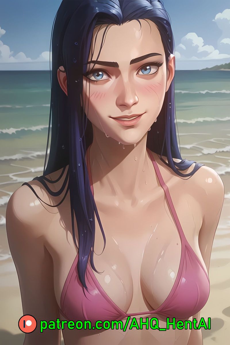 1girls ahq_hentai ai_generated arcane arcane_caitlyn bikini blue_hair blush breasts caitlyn_kiramman league_of_legends medium_breasts patreon perfect_body pink_bikini smile stable_diffusion standing wet