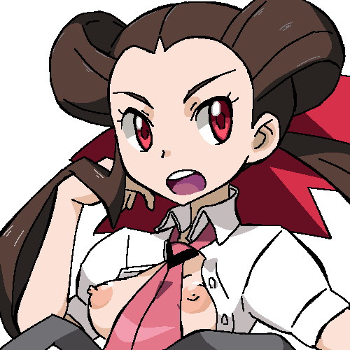 1girls breasts brown_hair female game_freak gomatarou gym_leader human human_only nintendo pointy_chin pokemon pokemon_oras pokemon_rse roxanne_(pokemon) roxanne_(pokemon_oras) simple_background solo white_background