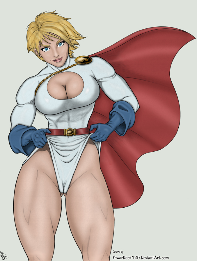 1girls 2009 between_labia blonde_hair blue_eyes cameltoe cleavage color colored dc dc_comics fabio_miranda female female_only kara_zor-l karen_starr power_girl powerbook125 short_hair solo tagme