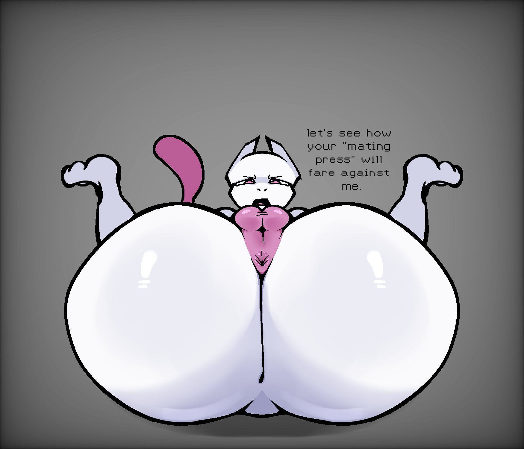 1boy, anthro, anus, anus focus, ass, bare ass, big ass, fat ass, female focus, furry, gay, gay anal, gay male, homosexual, homosexual male, implied sex, male, male/male, mewtwo, nanodude78, nintendo, on floor, pokemon, pokemon (species), presenting anus, small anus, tail, thick ass, thick thighs, wide hips