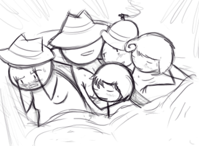 2010 2girls 3boys ace_dick bisexual bowler_hat cuddling hysterical_dame ms_paint_adventures nervous_broad pickle_inspector polyamory problem_sleuth problem_sleuth_(character) shrimpboat