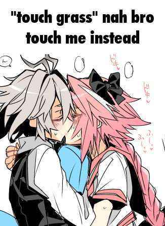 2boys astolfo_(fate) fate/apocrypha fate_(series) fully_clothed gay kissing meme sieg_(fate/apocrypha)