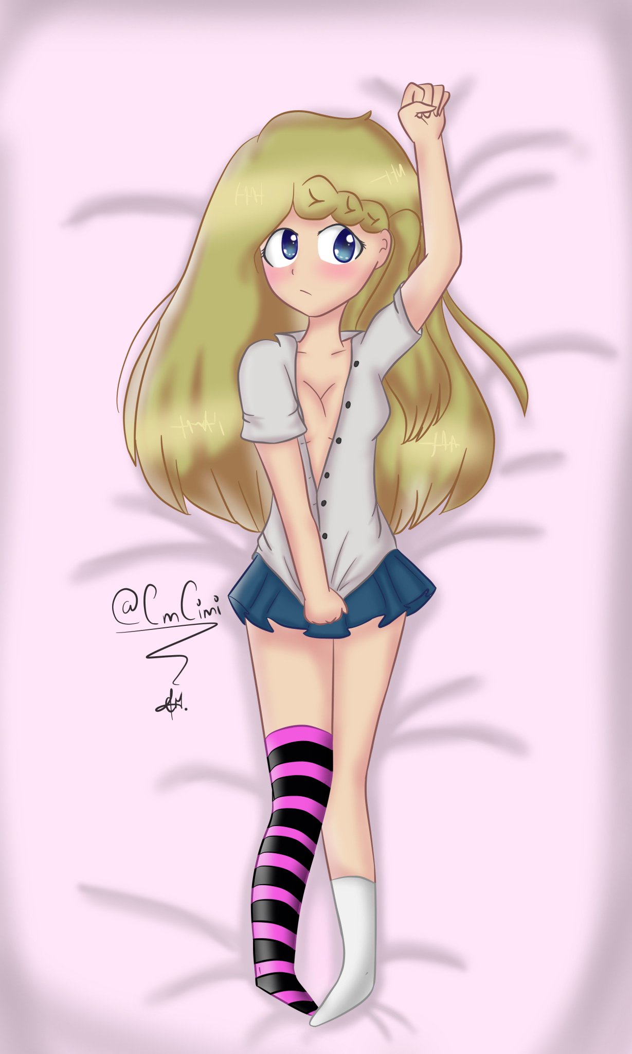 1girls blonde_hair blue_eyes dakimakura dakimakura_design fhs fhsz3r0 fnafhs fnafhs_z3ro joy_(fnafhs) school_uniform uniform