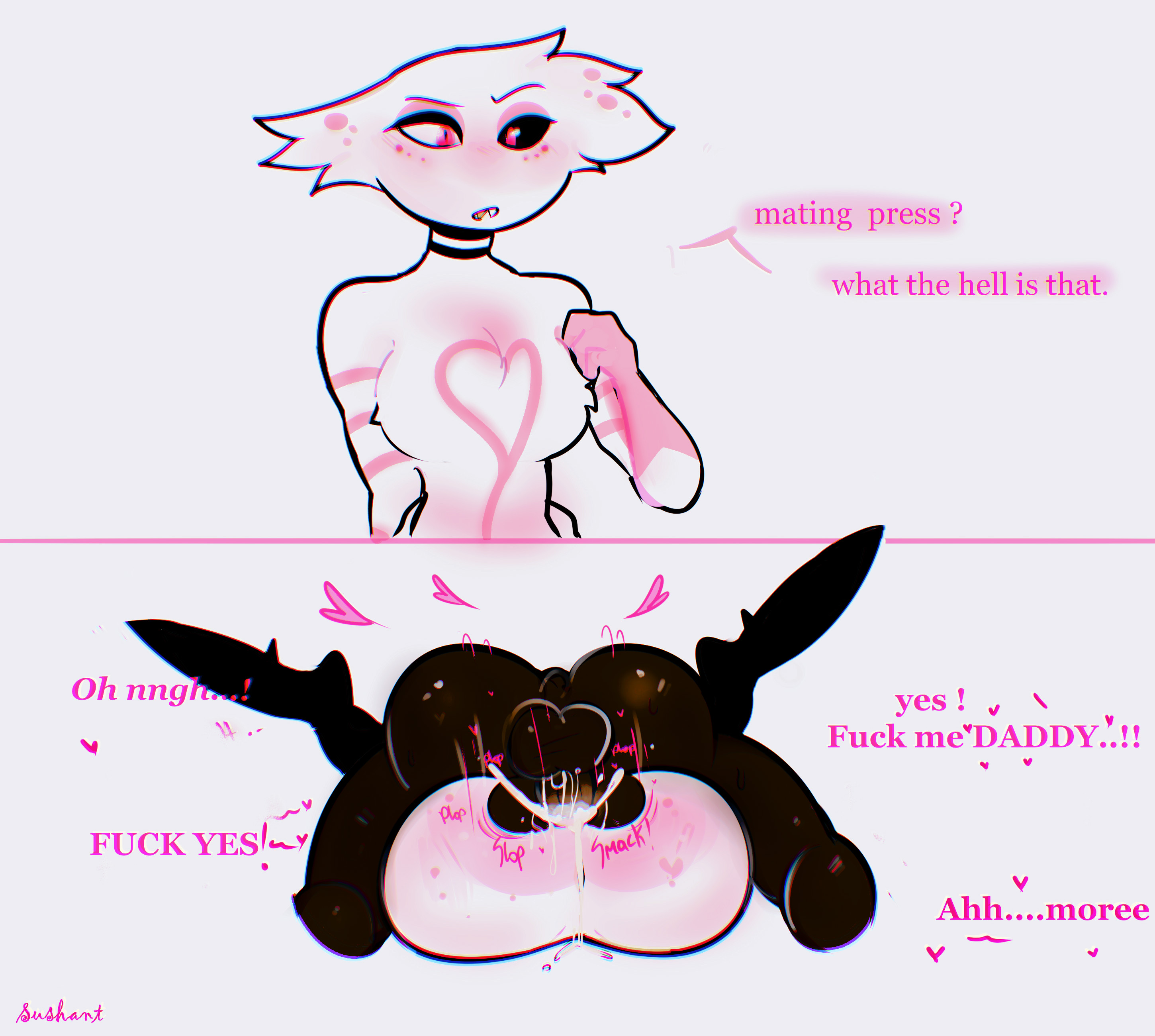 angel dust (hazbin hotel), femboy, hazbin hotel, male, male only, mating press