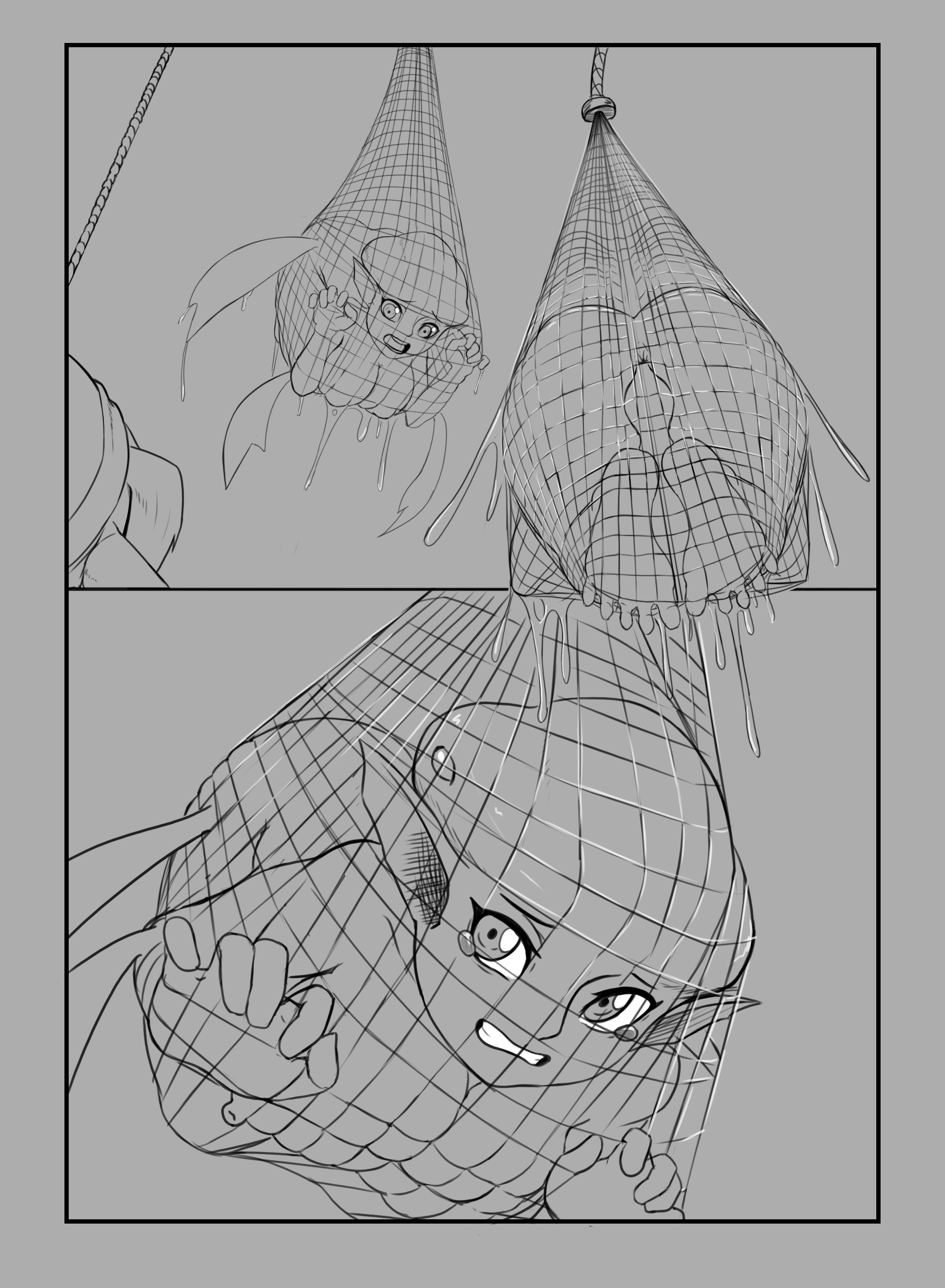 1boy, 1girls, anythinggoes, blush, female, link, male, monochrome, nintendo, ocarina of time, pointy ears, princess ruto, princess ruto (young), the legend of zelda, unseen male face, young, zora