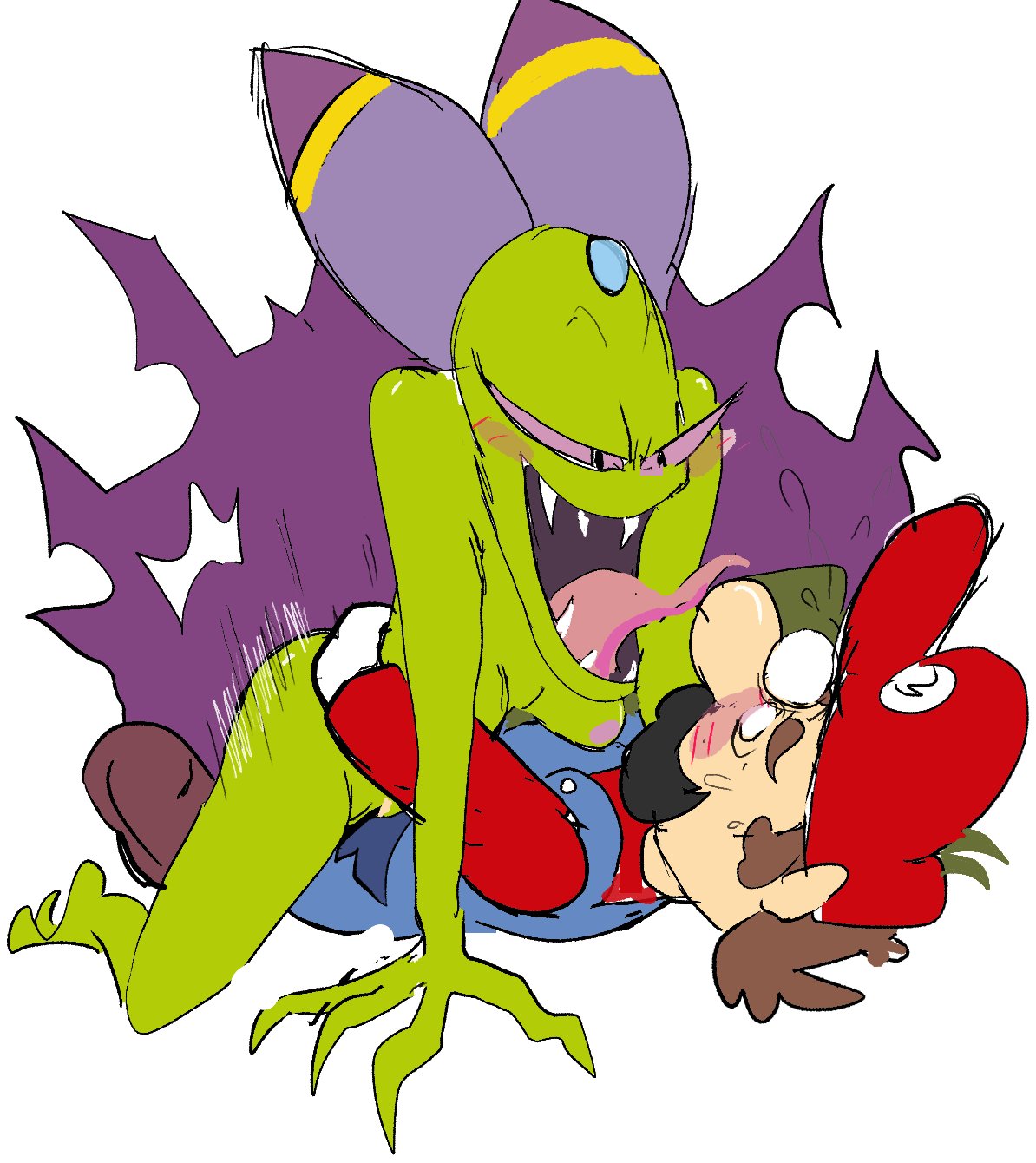 1boy 1girls cackletta clothing dominant_female female femdom forbiddenchees8 green_skin interspecies magic male mario mario_(series) mario_and_luigi_(series) nude pink_eyes rape riding_penis sex tongue witch