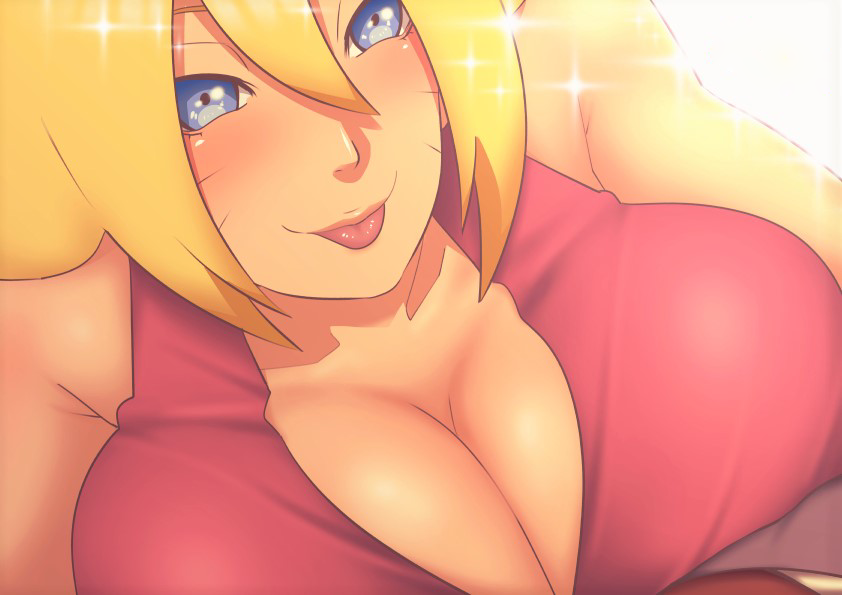 1girls bare_arms bare_shoulders big_breasts blonde_hair blue_eyes blush boruko boruto:_naruto_next_generations breast_press busty canon_genderswap cleavage clothed clothing dress eeshin_(eishin5584) female female_only fully_clothed gender_transformation genderswap_(mtf) huge_breasts inviting inviting_to_sex large_breasts light-skinned_female light_skin long_hair looking_at_viewer naruto naruto_(series) naughty_face paizuri_invitation rule_63 skindentation sleeveless sleeveless_shirt smoke solo solo_female solo_focus steam swimsuit tease teasing tongue tongue_out uzumaki_boruto voluptuous whisker_markings whiskers yellow_hair