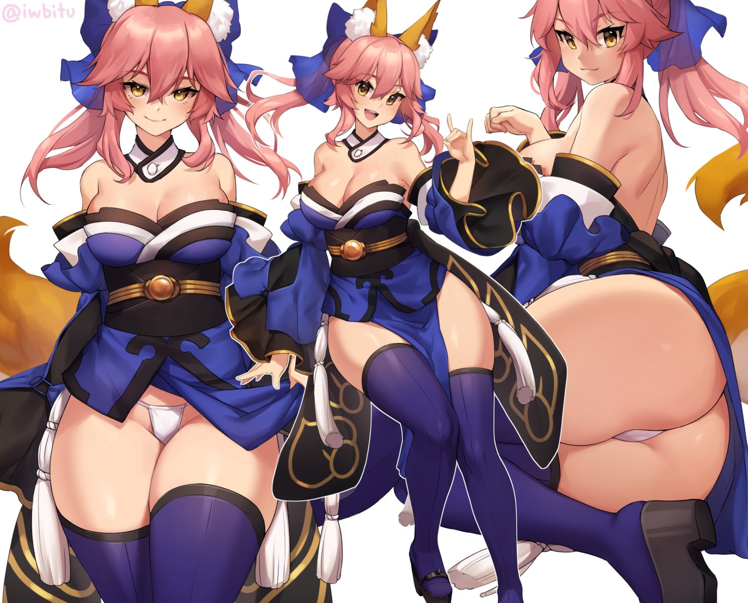 1girls, ass, big ass, big breasts, breasts, fate (series), fate/grand order, female, female only, fox ears, fox girl, fox tail, iwbitu, large breasts, solo, solo focus, tamamo no mae (fate)