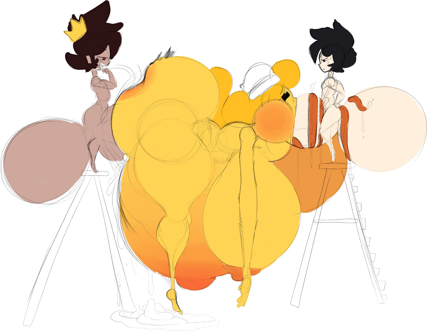 ass, balls, big penis, blowjob, breasts, cum, cum inflation, cumflated belly, cumflation, deepthroat, dumplis (artist), emoji, emoji (race), female, huge ass, huge breasts, huge cock, hyper, hyper balls, hyper breasts, hyper cumflation, inflation, jay (dumplis), long tongue, male, noodles (chemicalsushi), penis, small but hung, tongue, tongue out