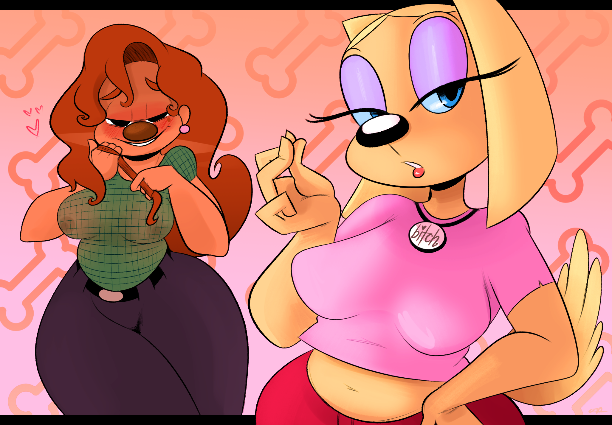 anthro, anthro only, brandy & mr whiskers, brandy harrington, canine, disney, disney channel, fat, goof troop, ota (artist), roxanne (goof troop), toon disney